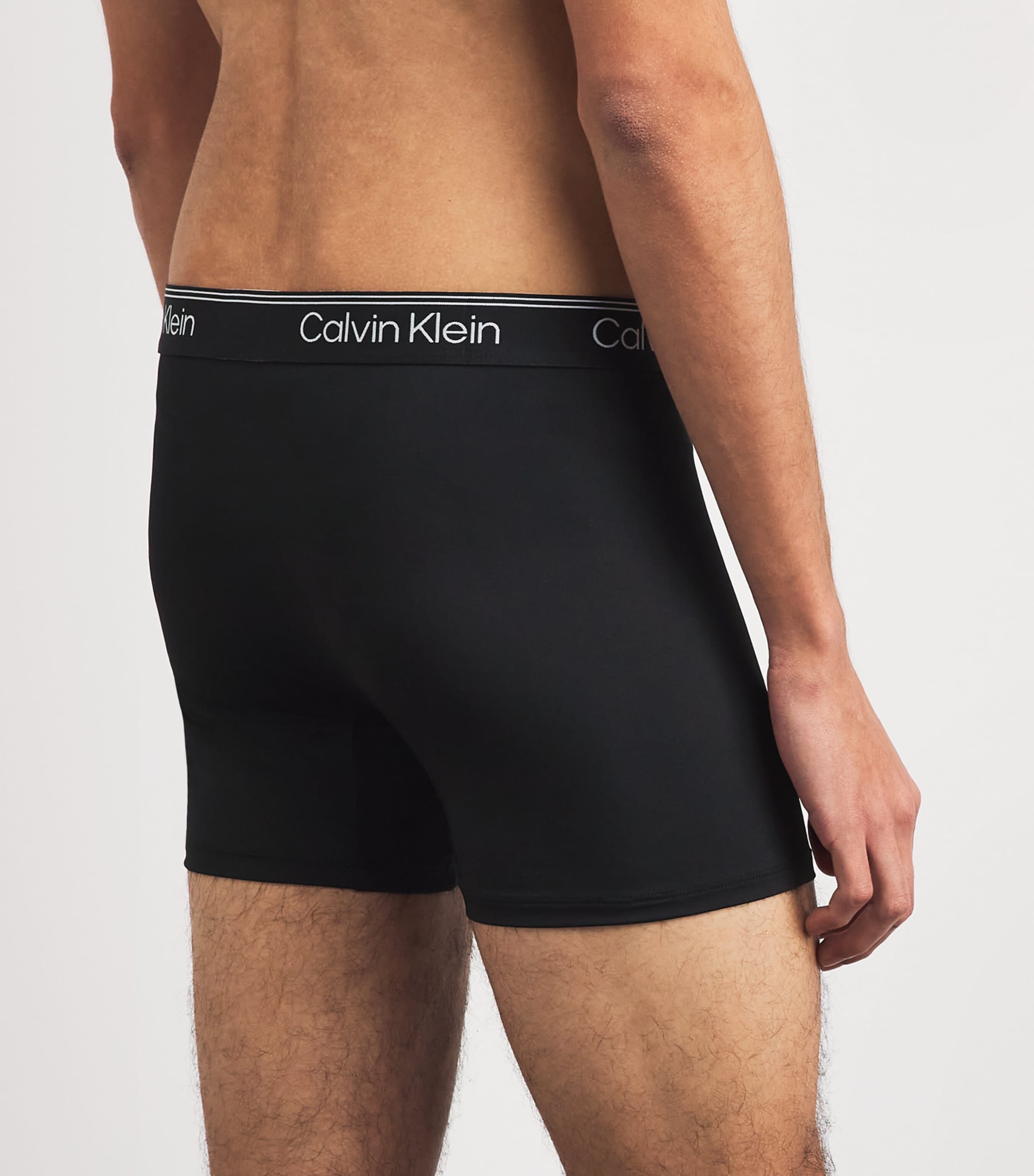 Calvin Klein Mens Microfiber-Stretch Boxer Briefs (Pack of 3) Black Image 3