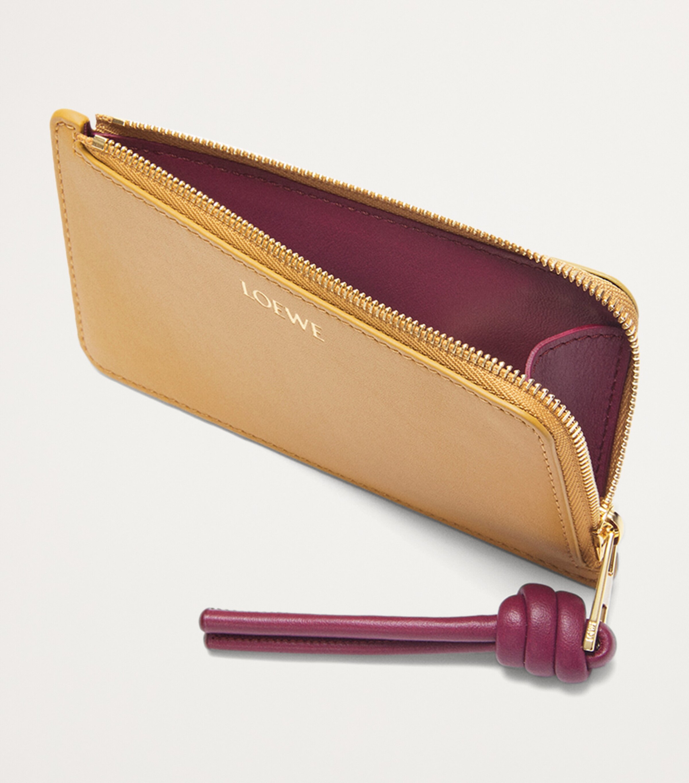 LOEWE Leather Knot Coin and Card Holder Sahara/crimson Image 3