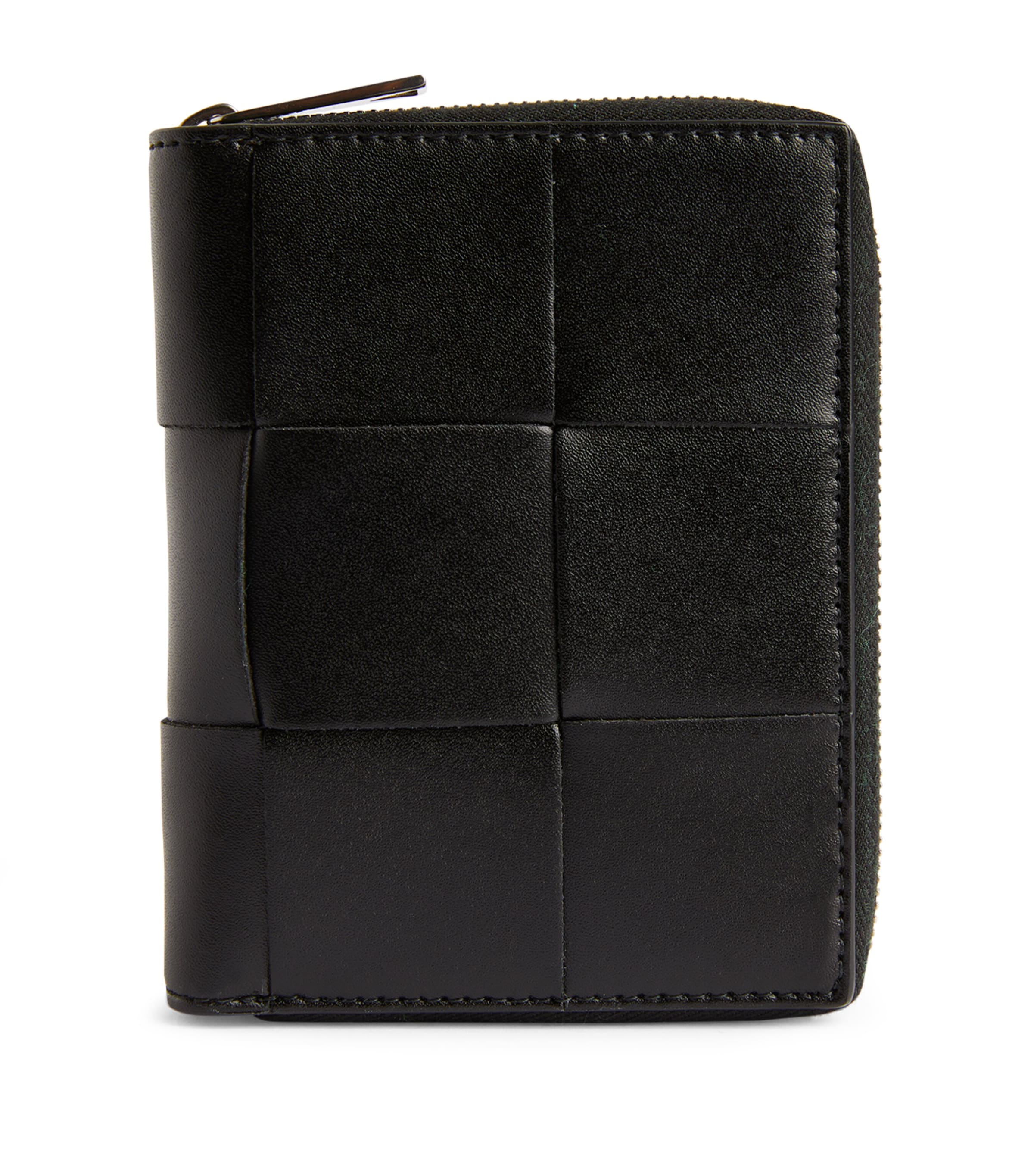 Bottega Veneta Leather Intreccio Wallet In Grey