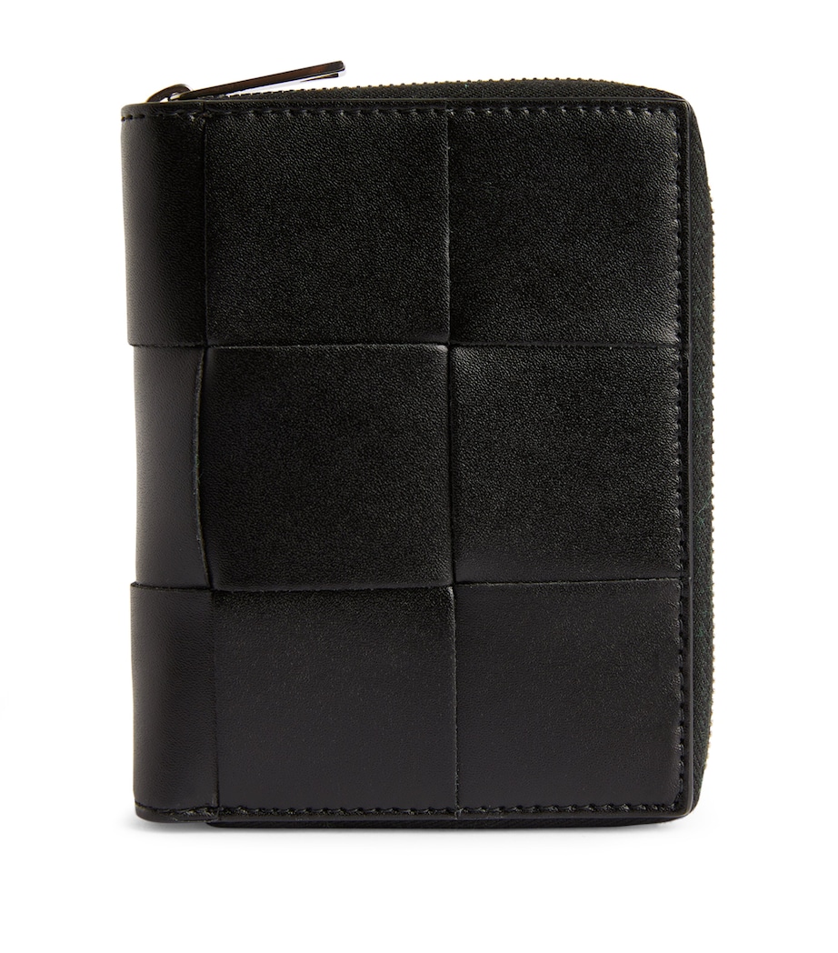 Leather Intreccio Wallet BLACK-SILVER Image 1