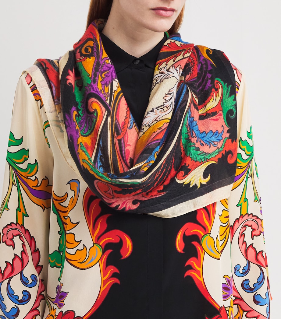 Wool-Cashmere-Silk Printed Scarf X0804 Image 2