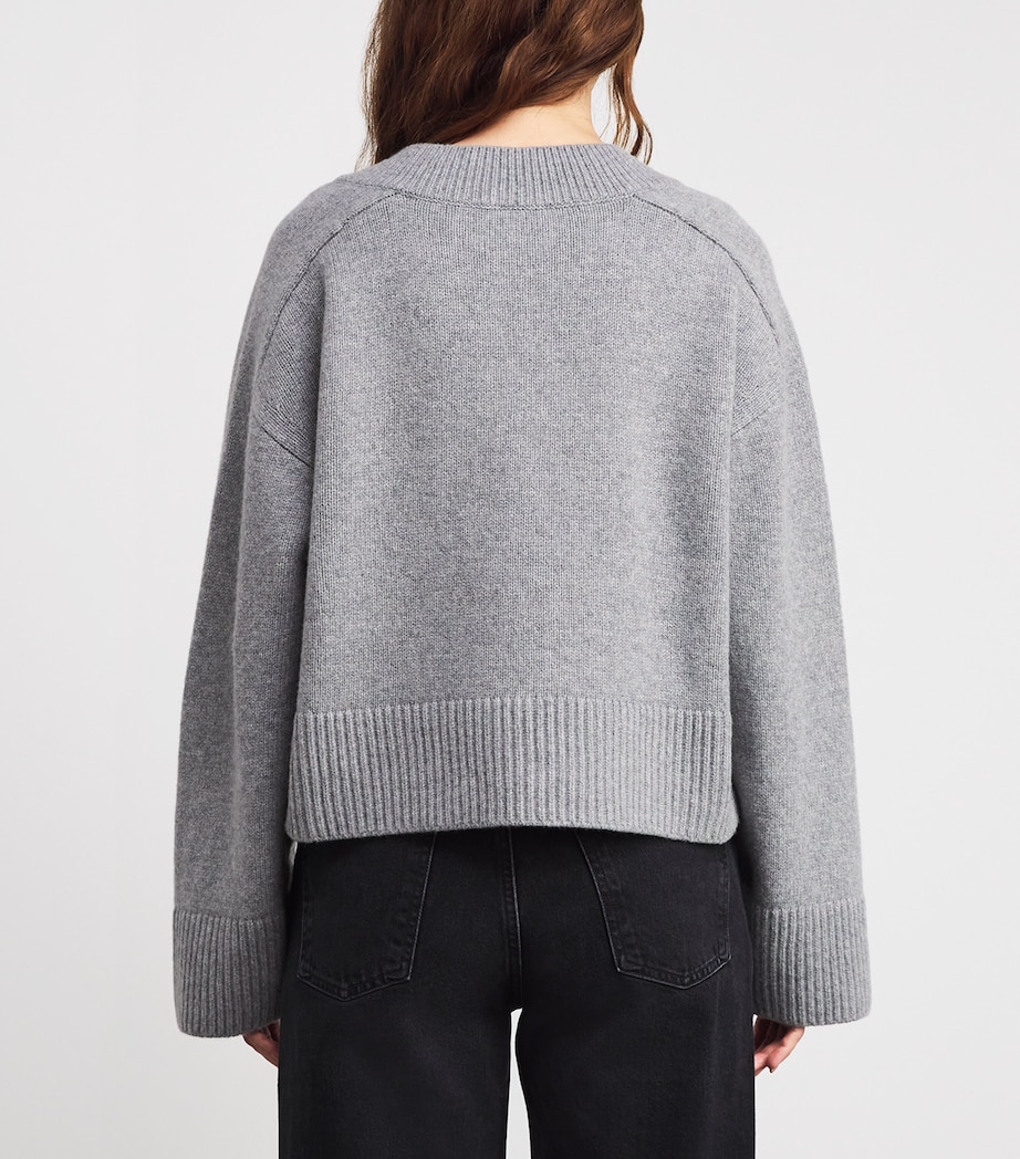 Wool-Cashmere Gazette Puzzle Sweater HEATHER GREY Image 4