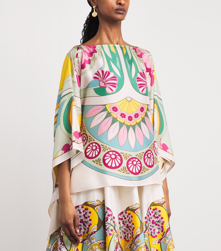 La Doublej Womens Silk Boat-Neck Foulard Blouse Tulip Placee Image 4