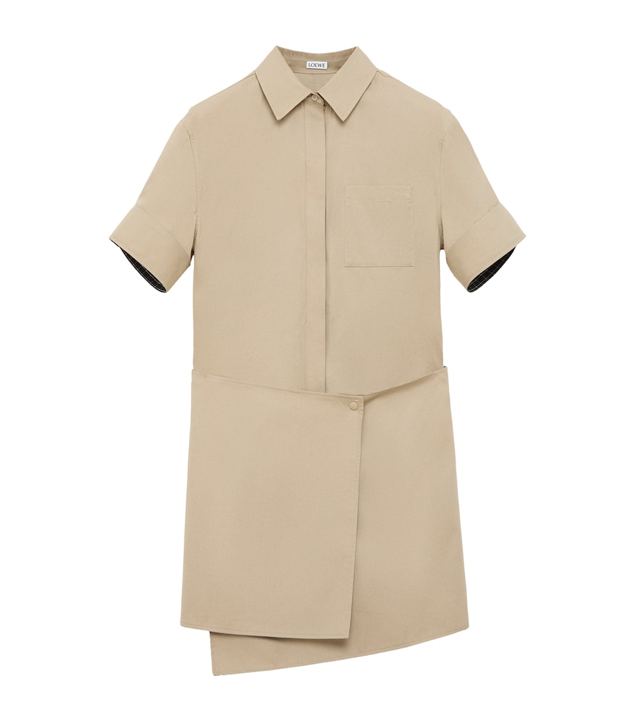 LOEWE Womens Cotton-Silk Midi Shirt Dress Beige Image 1
