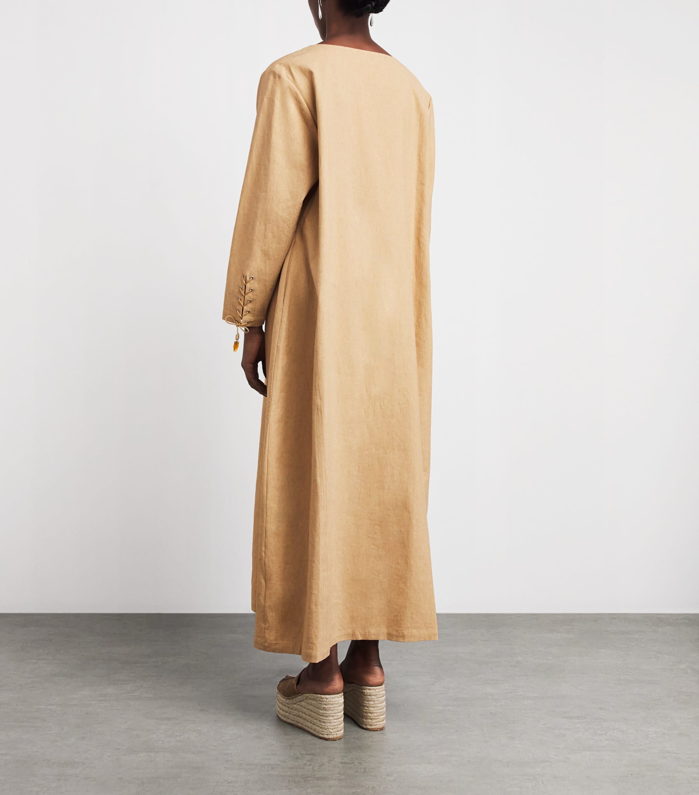 Tory Burch Womens Linen-Blend Kaftan Sand Image 4