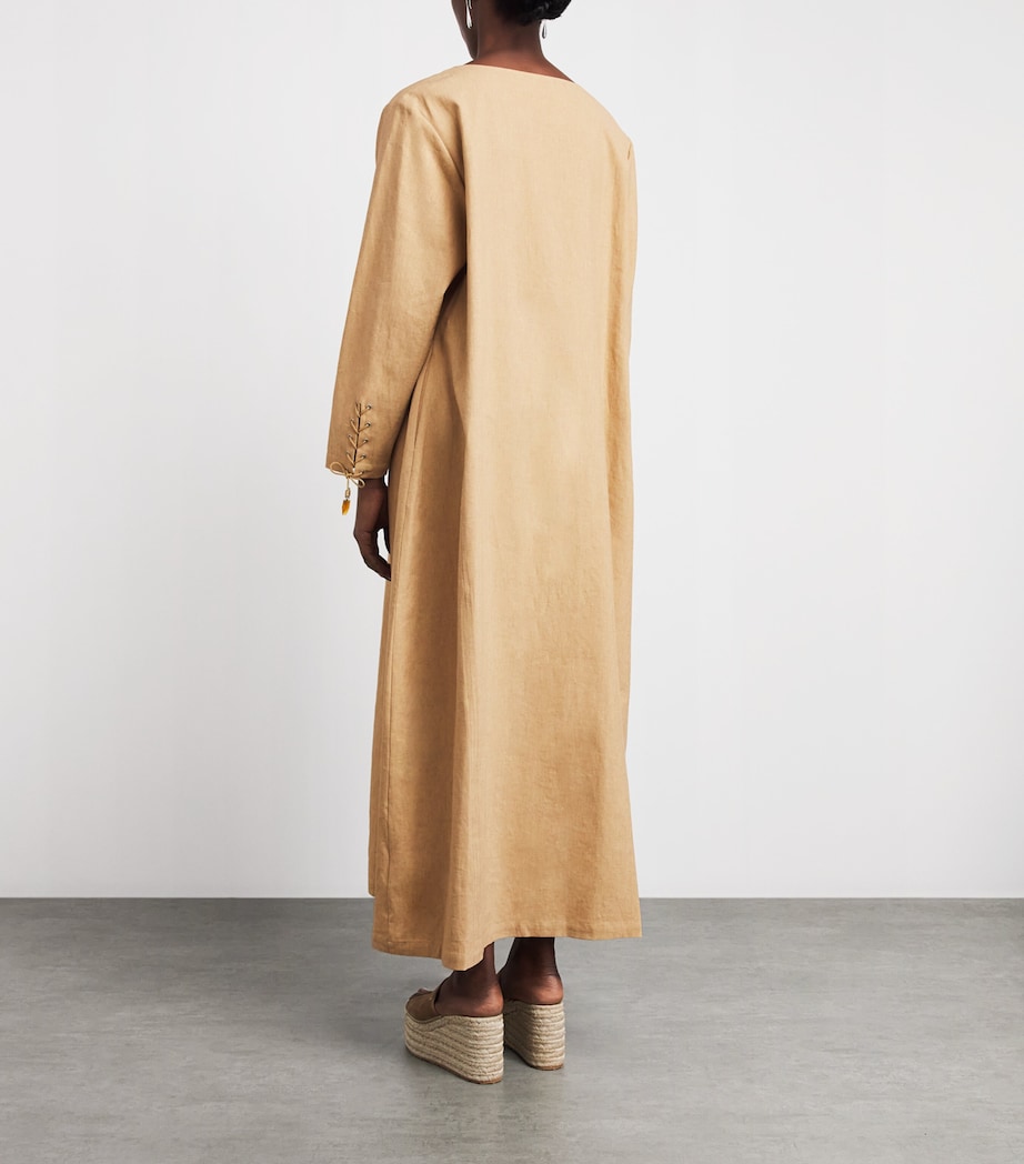 Tory Burch Womens Linen-Blend Kaftan Sand Image 4