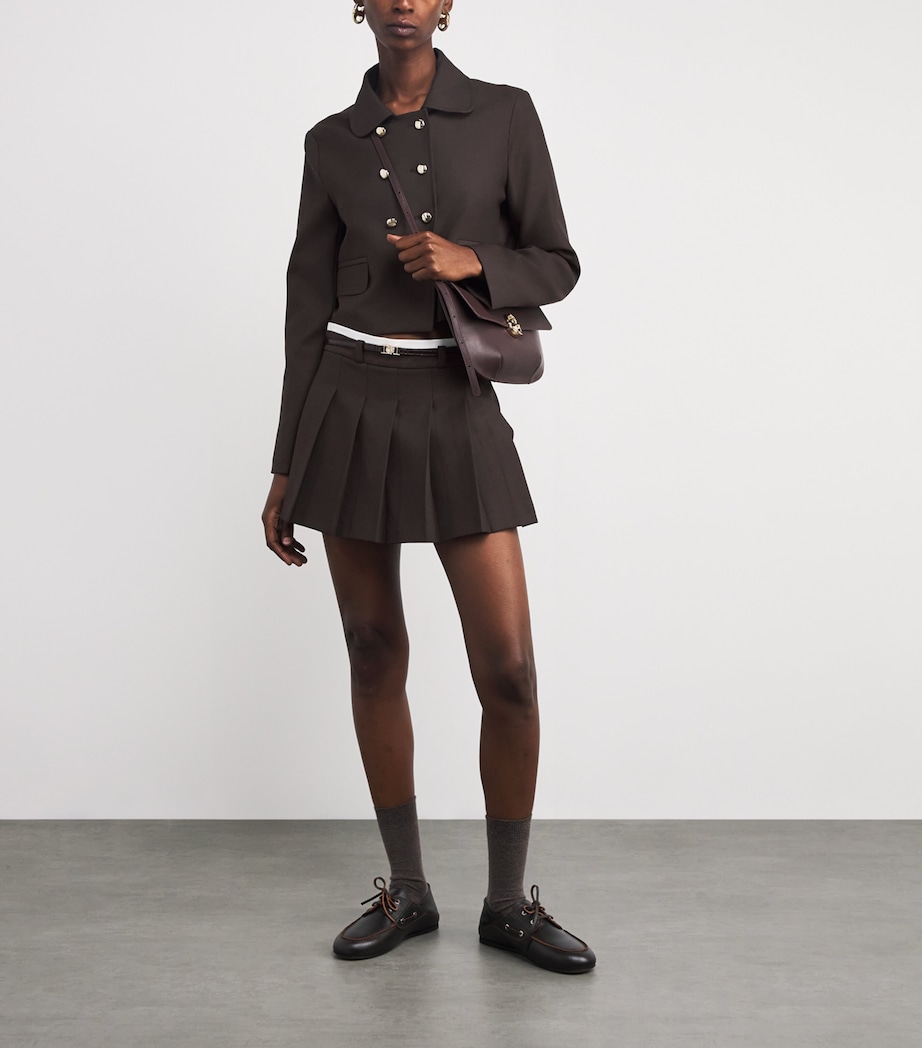 Double-Breasted Cropped Jacket BROWN Image 2