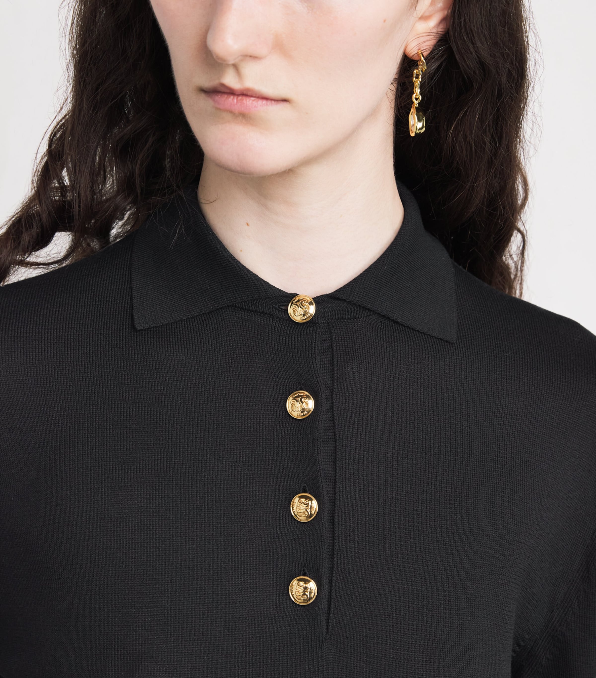 Silk-Cotton Polo Long-Sleeve T-Shirt N000 BLACK Image 6