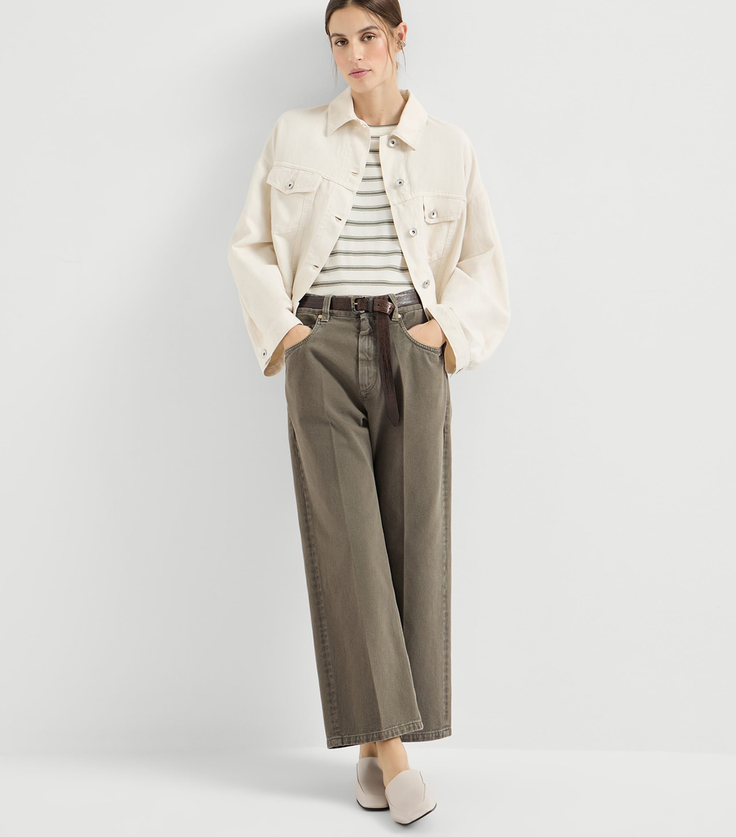 Brunello Cucinelli Womens Cotton Denim Garment-Dyed Trousers Image 4
