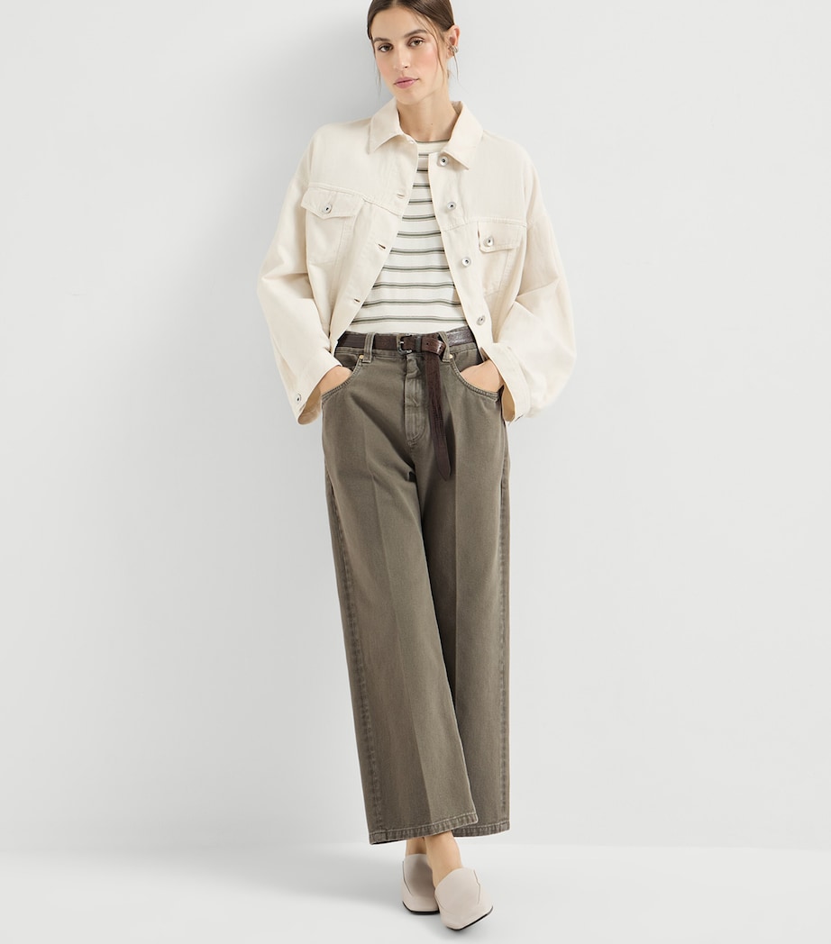 Brunello Cucinelli Womens Cotton Denim Garment-Dyed Trousers Image 4