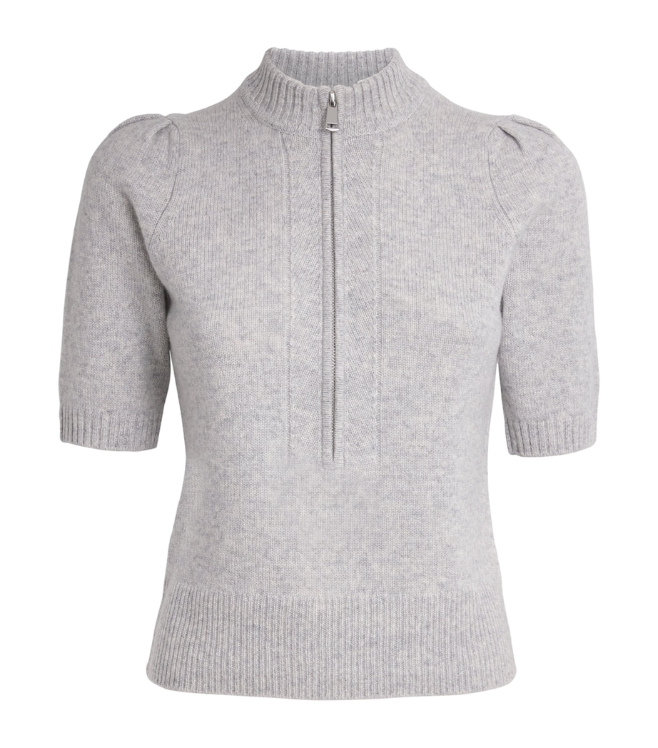 Cashmere Half-Zip Knitted T-Shirt SILVER GREY M LANGE Image 1
