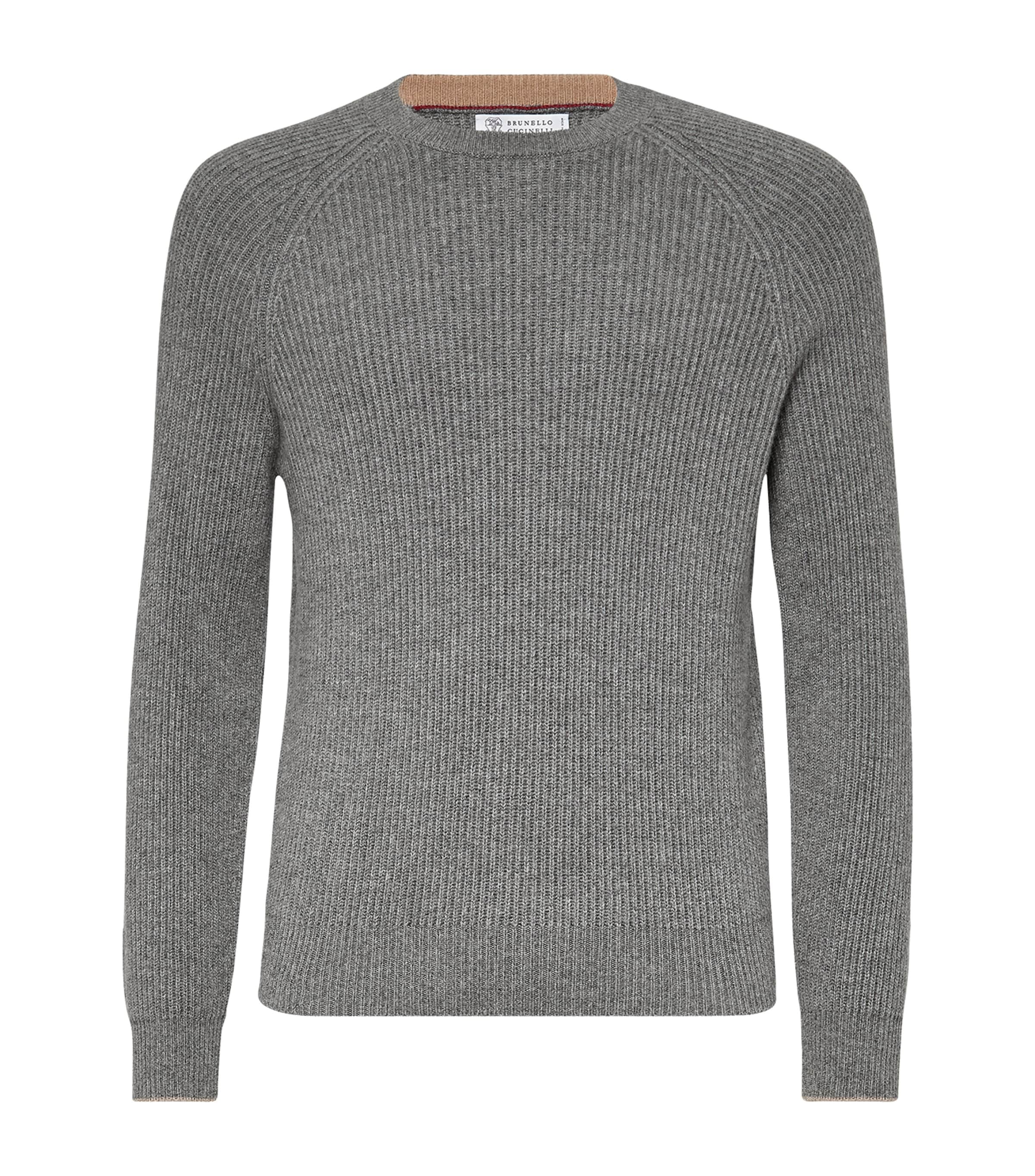 Brunello Cucinelli English Rib Knit Sweater In Grey