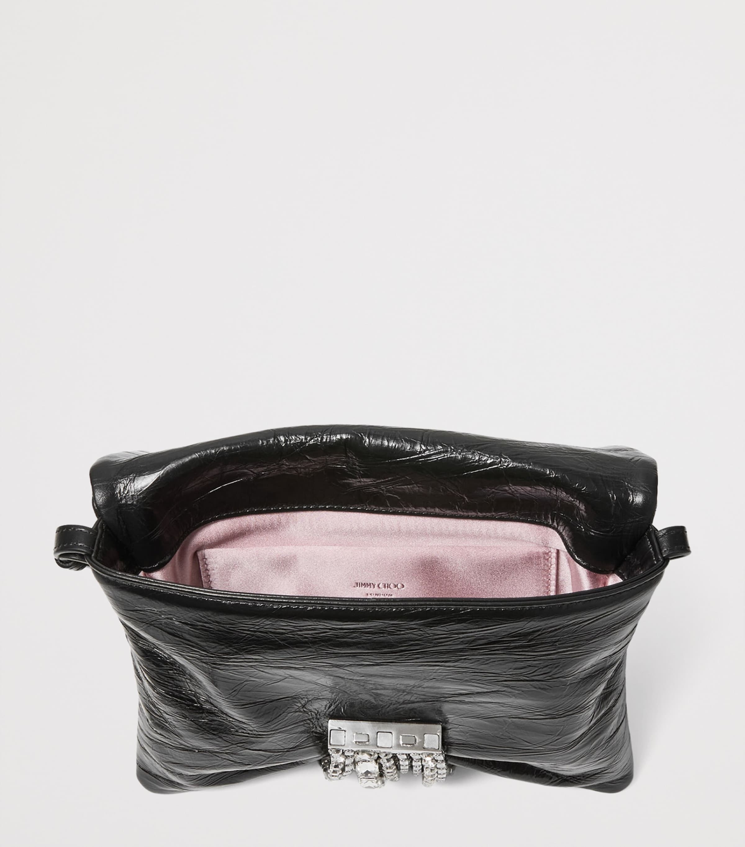 Zandra Leather Embellished Shoulder Bag BLACK/SILVER Image 6