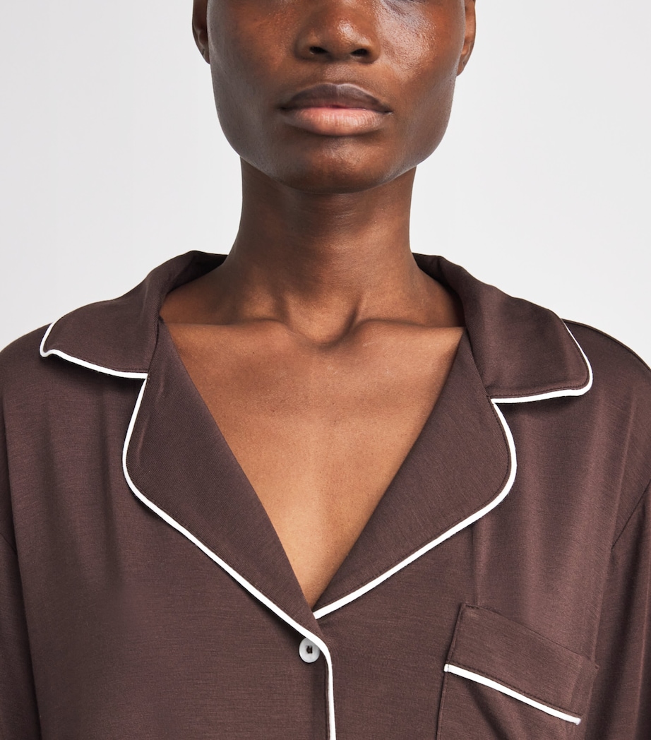Eberjey Womens Gisele Pyjama Set Chocolate/ivory Image 3