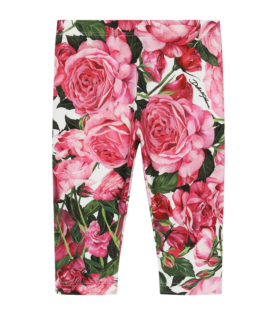 Dolce&Gabbana Kids Cotton Floral Leggings (3-30 Months) Rose Image 1