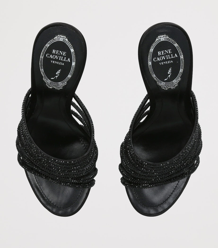 Satin Strappy Heeled Mules 105 BLACK Image 4