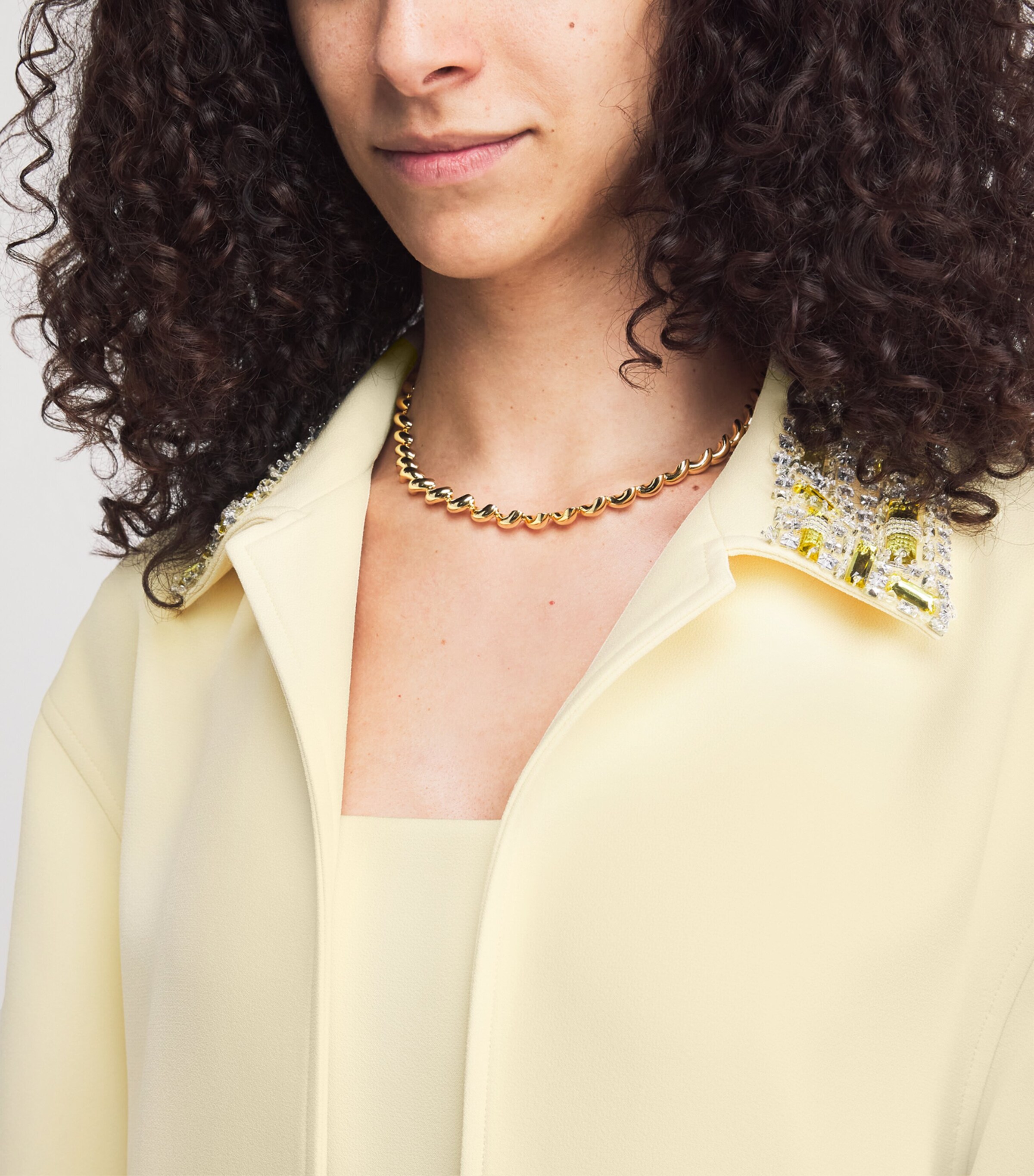 Safiyaa Womens Embellished Longline Ninetta Jacket Pale Yellow W Gold Image 3