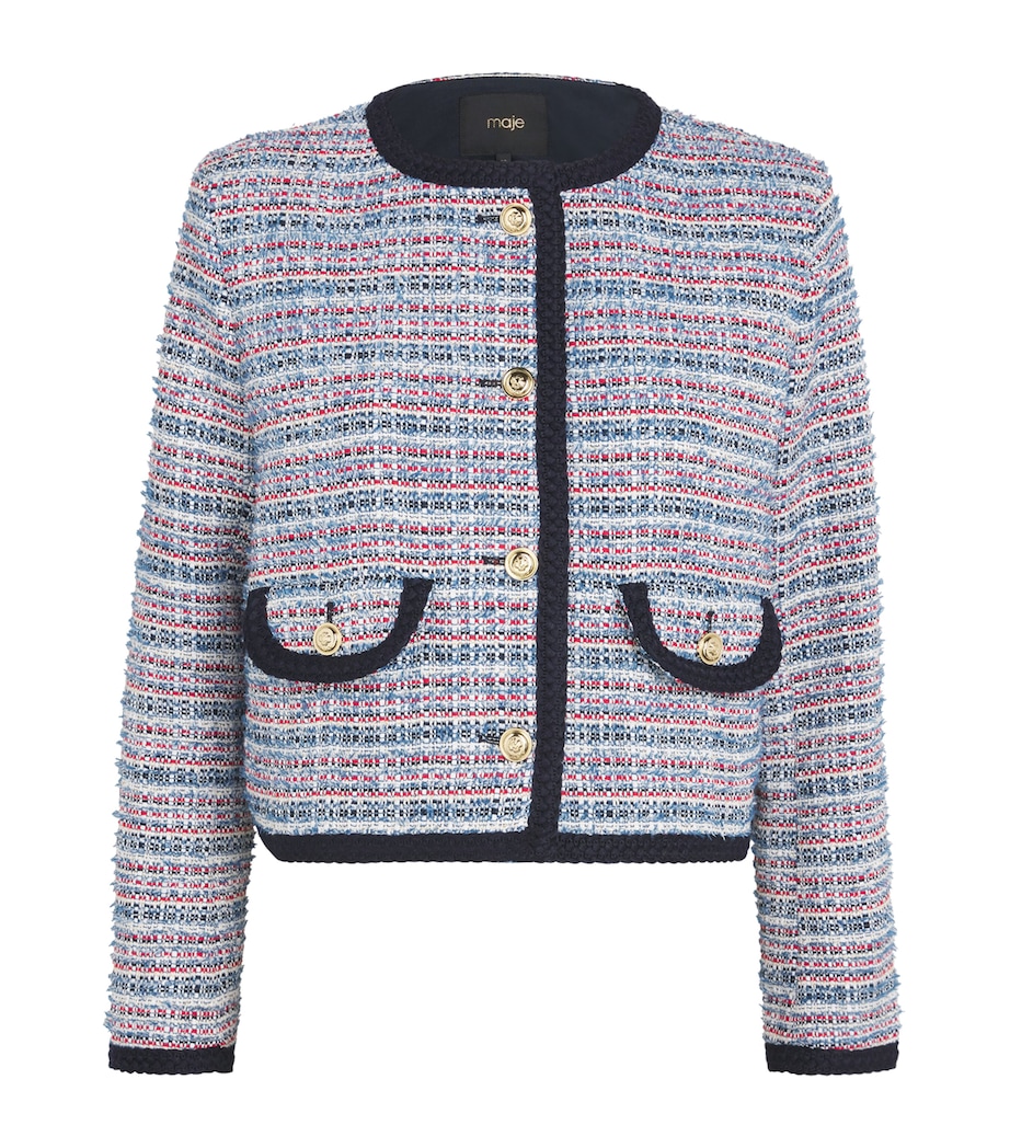 Cropped Tweed Jacket BLUE / RED Image 1