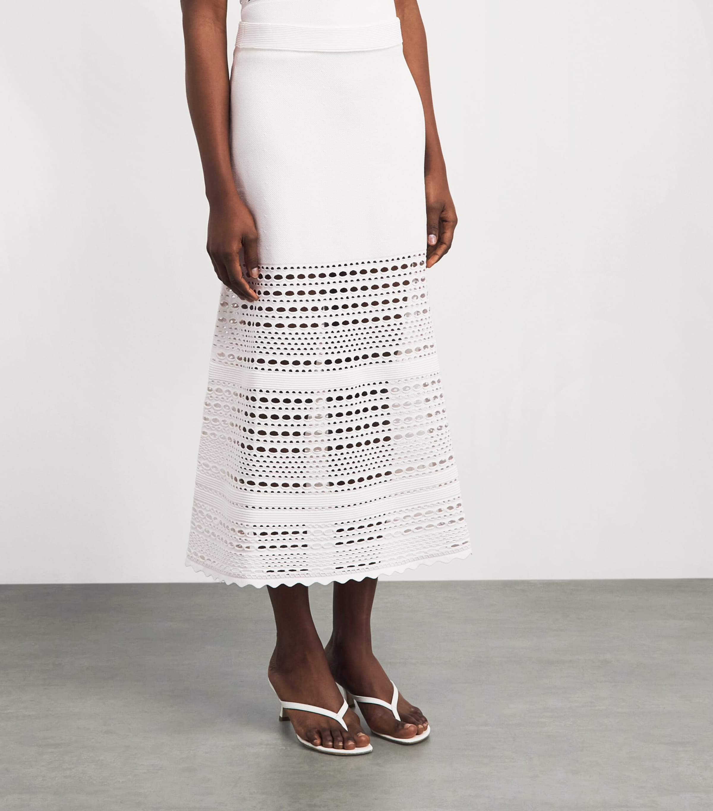 Simkhai Womens Open-Stitch Westly Midi Skirt Ivory Image 4