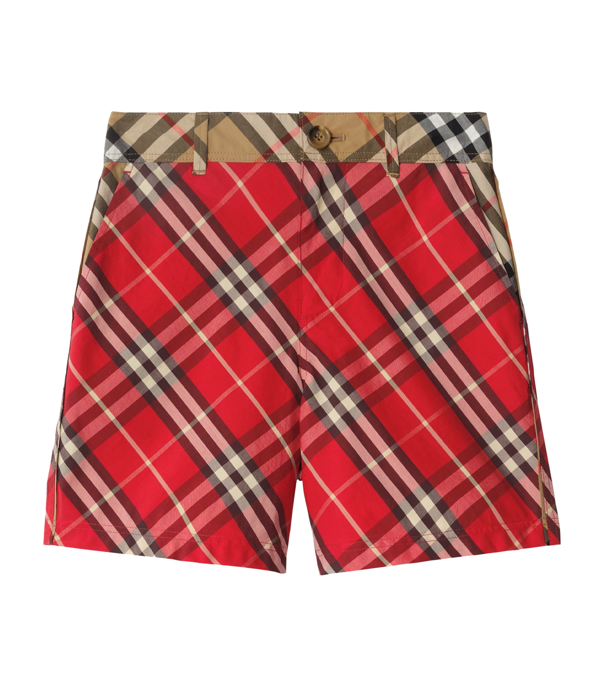 Cotton Check Shorts (3-12 Years) CRAYON RED IP CHECK Image 1