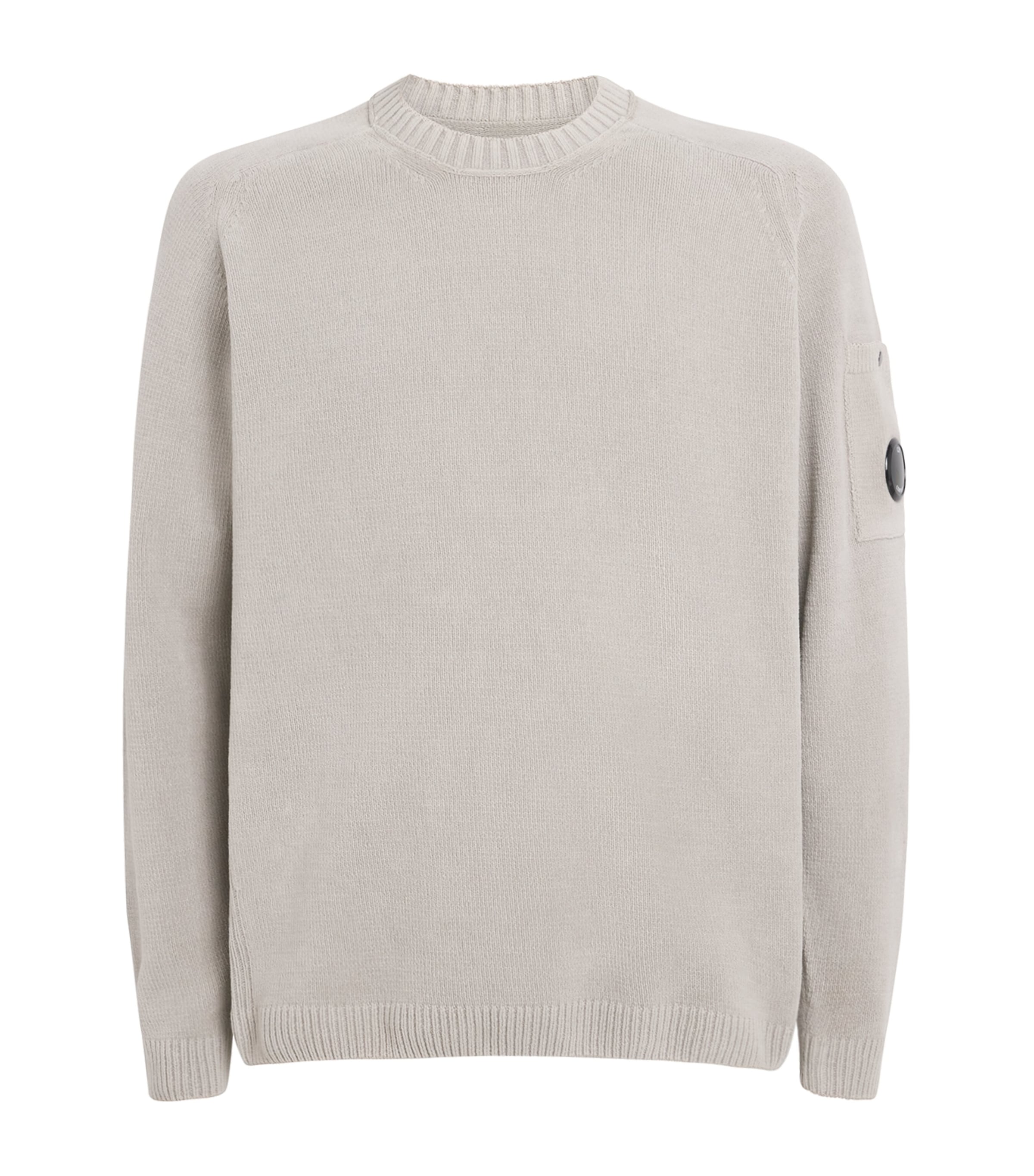 C.P. Company Mens Cotton Chenille Lens Sweater Dove Image 1