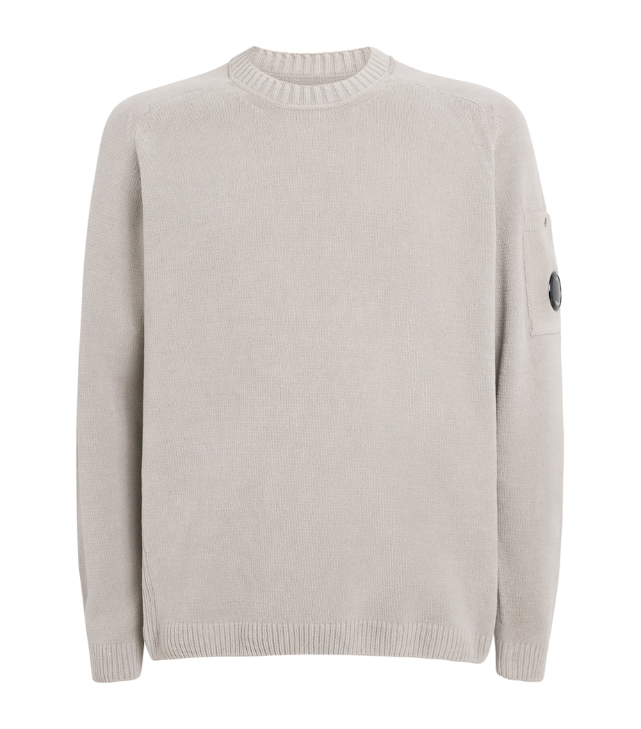 C.P. Company Mens Cotton Chenille Lens Sweater Dove Image 1