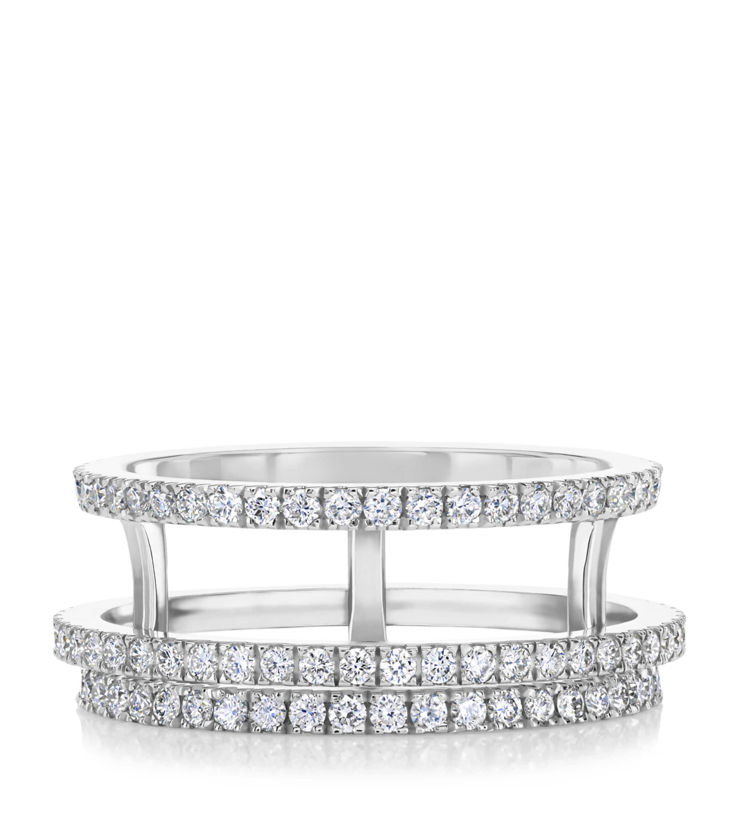 Shop De Beers White Gold And Diamond Horizon Full Pavé Ring In Silver