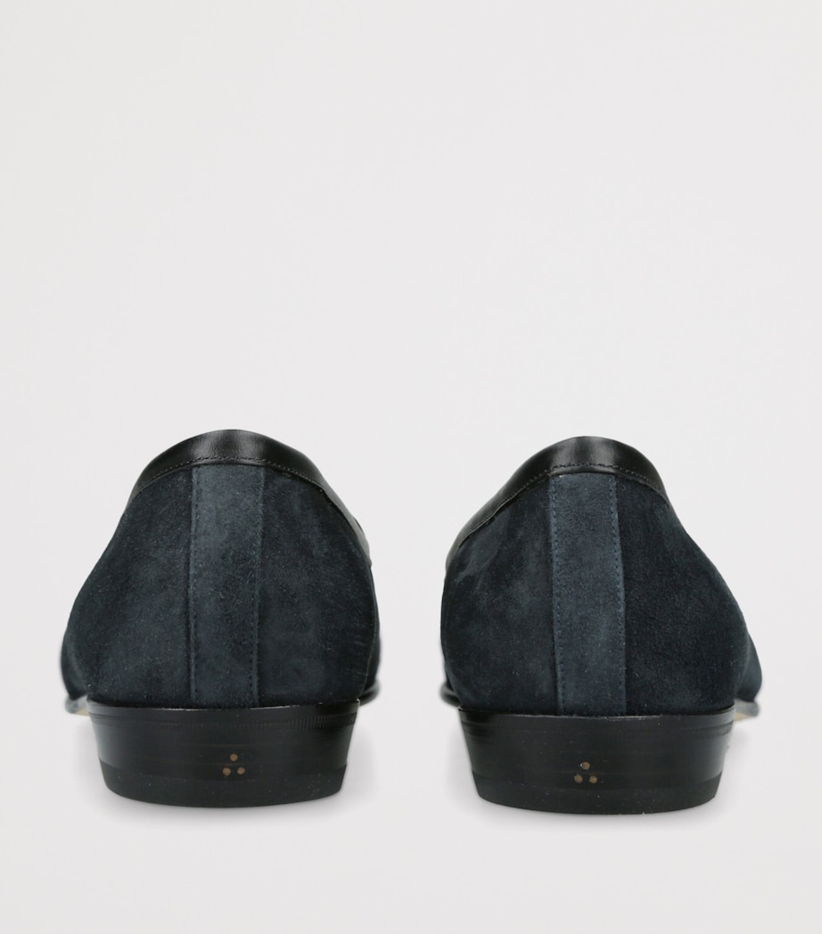Baudoin & Lange Suede Sagan Classic Loafers Navy Image 2