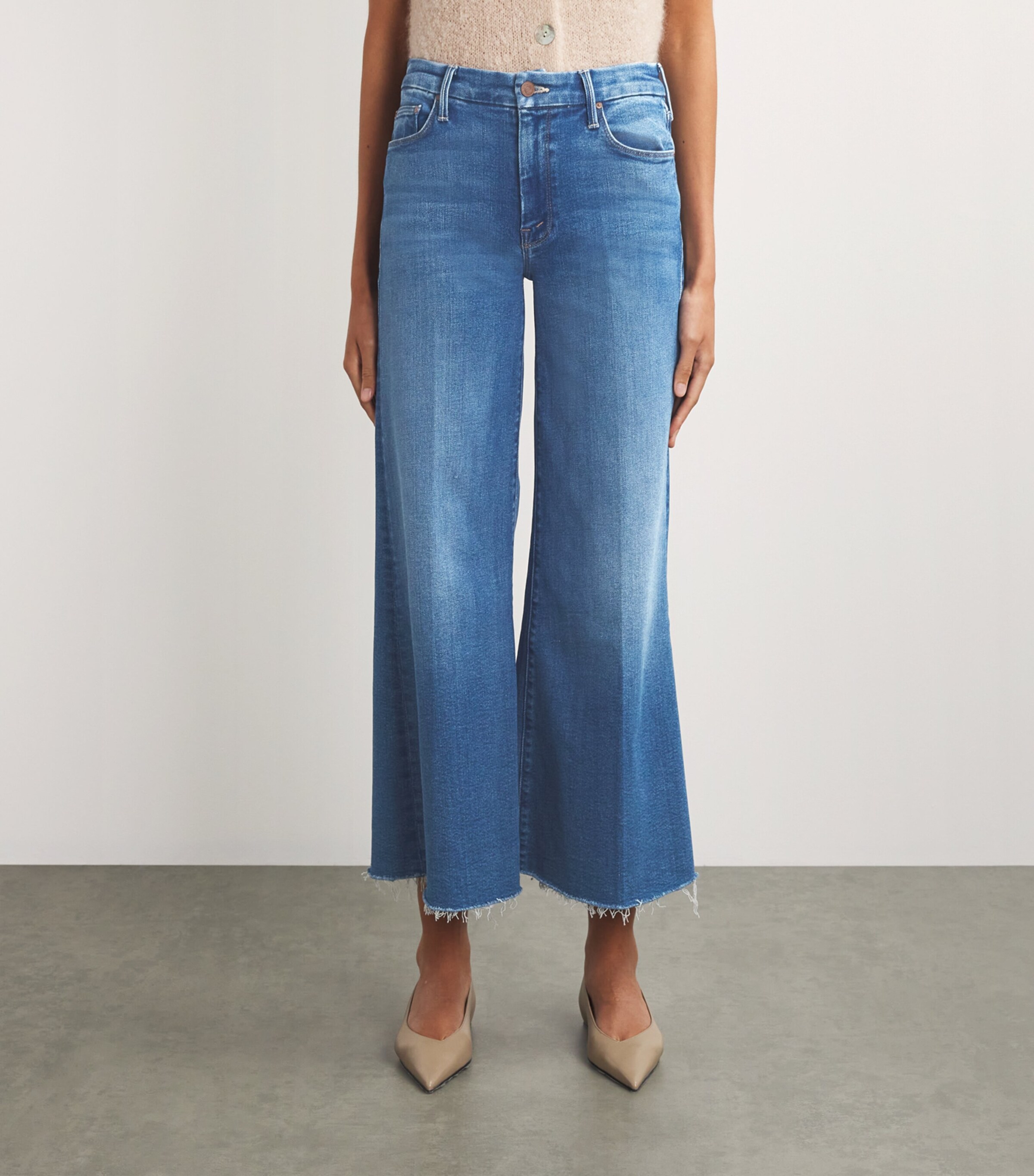 MOTHER Womens The Roller Fray Wide-Leg Jeans Work Hard Play Hard Image 3