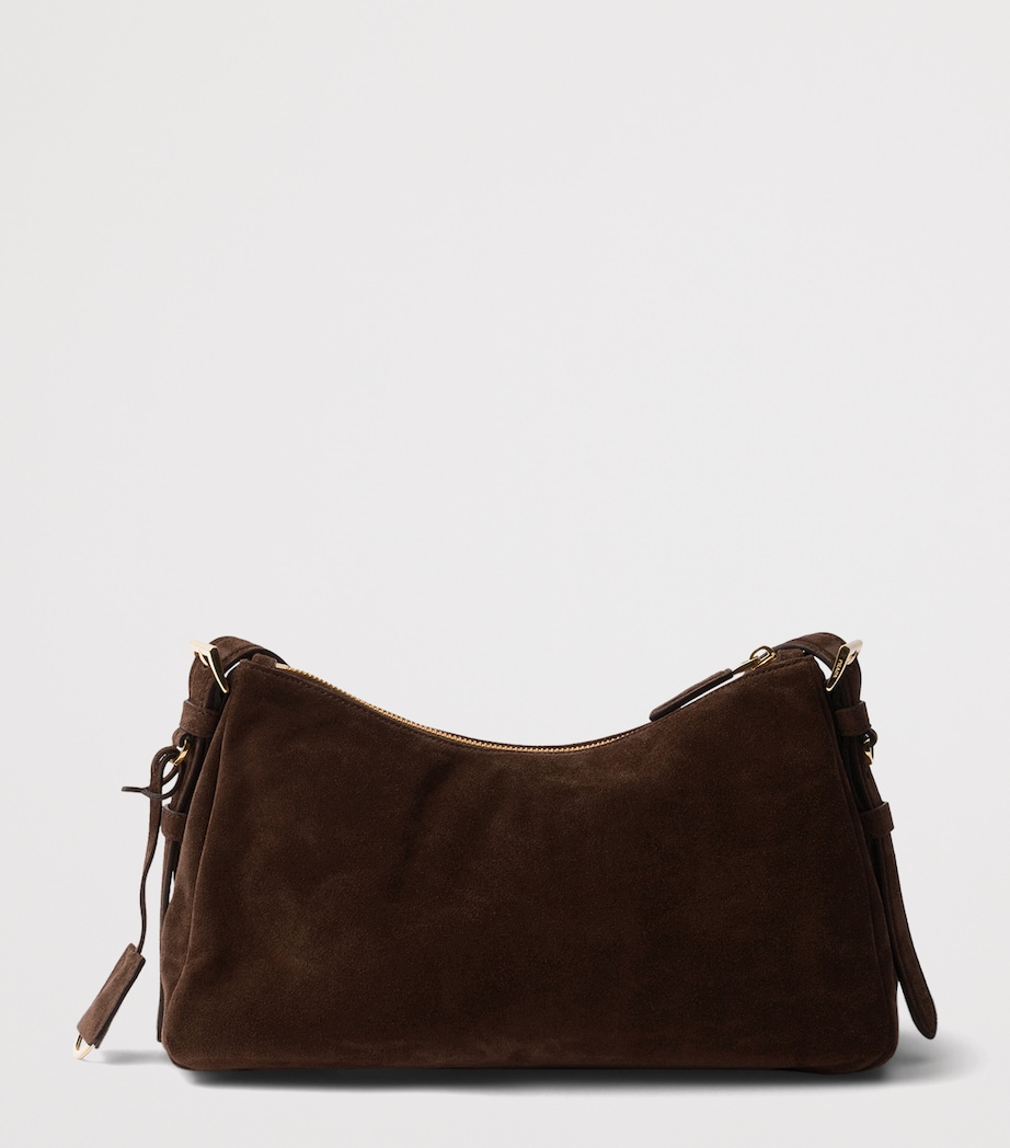 Prada Womens Medium Suede Aimée Shoulder Bag Brown Image 3