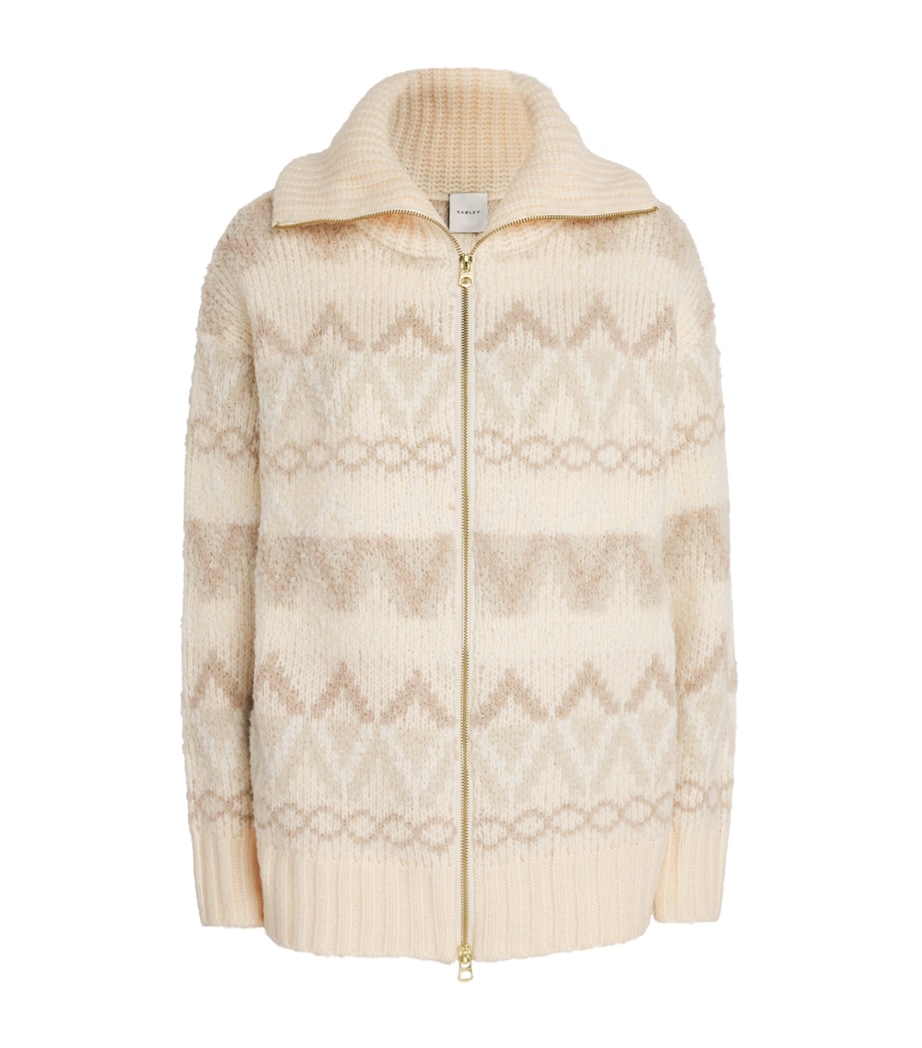 Varley Womens Brooke Fair Isle Knitted Zip-Up Cardigan Ivry Mntn Frsle Image 1