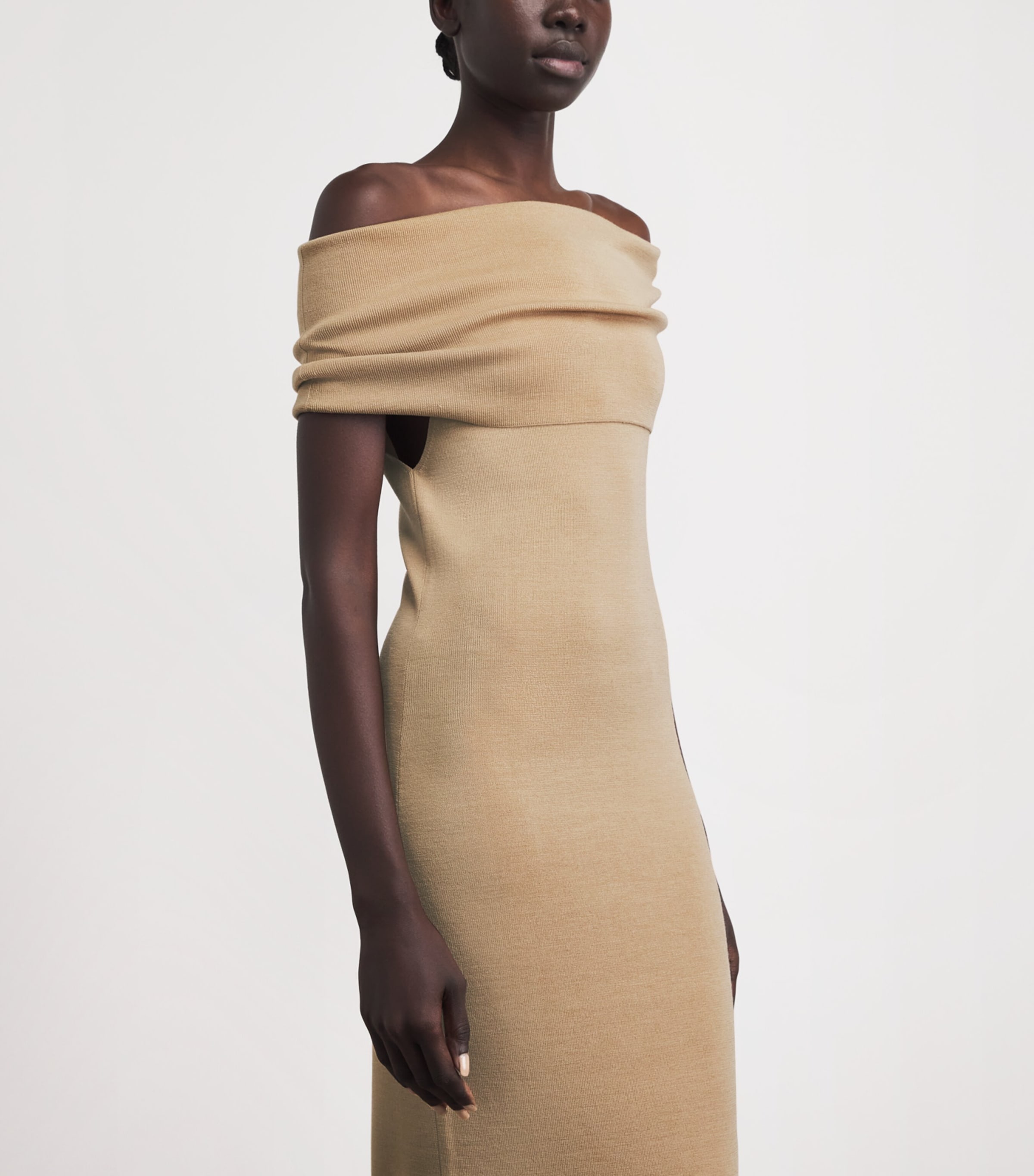 Almada Label Womens Wool-Silk Pippin Midi Dress Sand Image 5