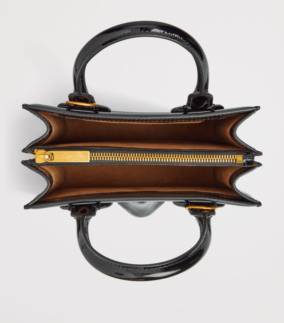 Schiaparelli Patent Calfskin Face Top-Handle Bag Black Image 5