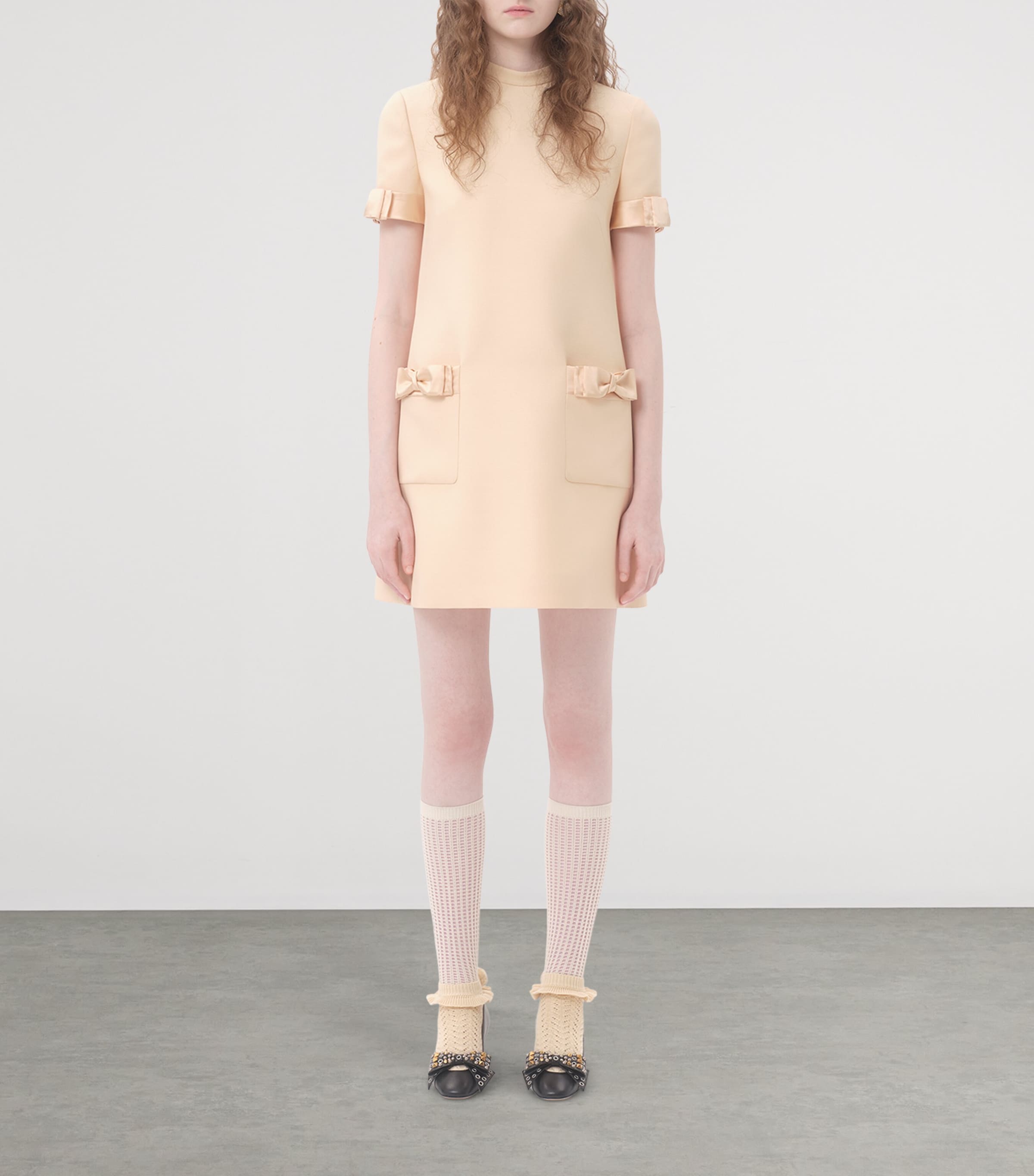 Wool-Silk Bow-Embellished Mini Dress ET5 Image 2