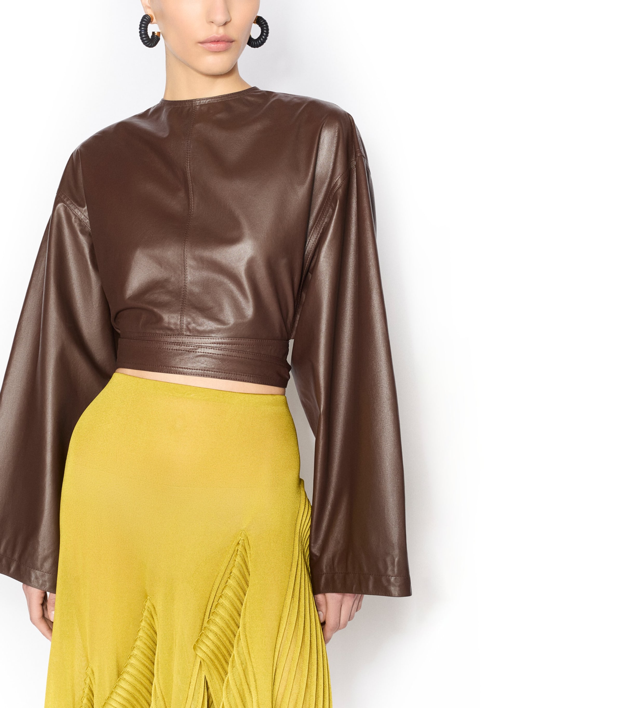 Alaïa Womens Asymmetric Pleated Skirt Lime Image 4