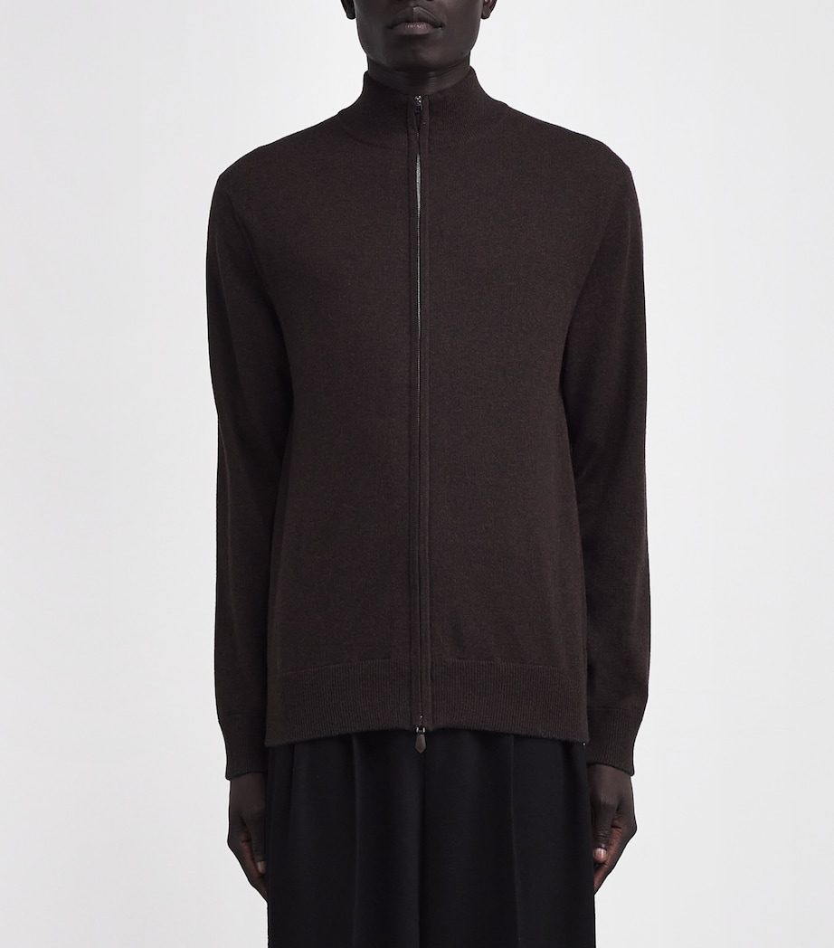 Cashmere Knightsbridge Zip Cardigan CTB CHCLT BROWN Image 3