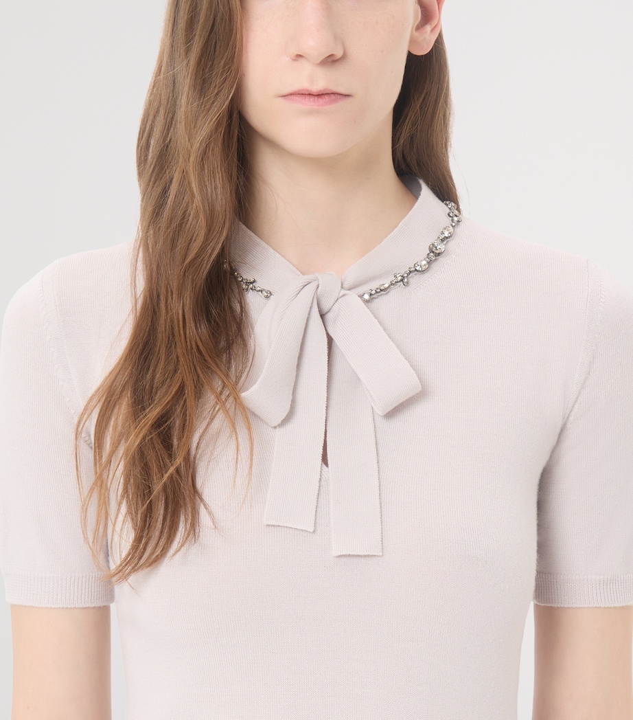 Valentino Womens Virgin Wool Embroidered T-Shirt Sweater Image 7