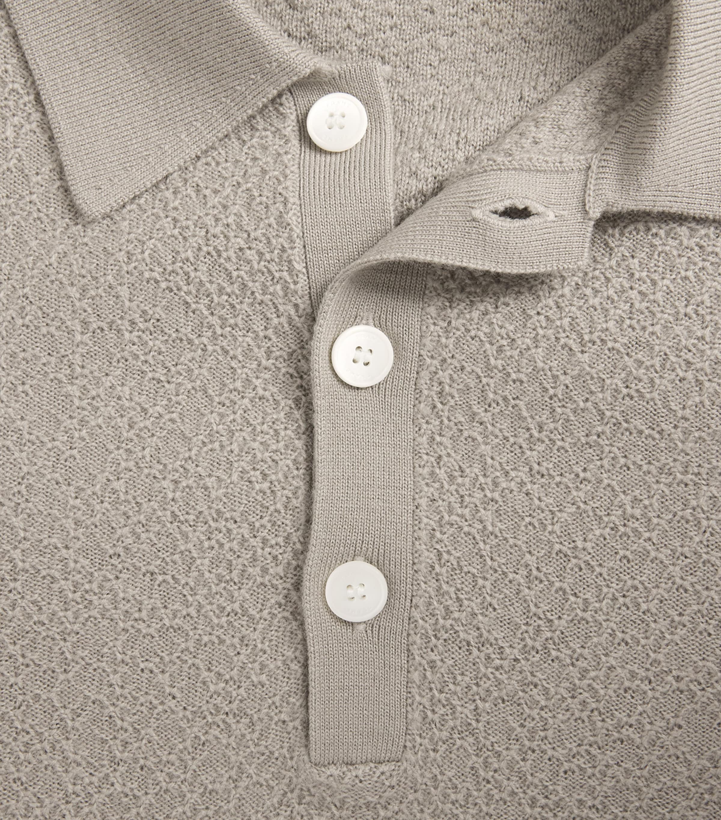 Wool Textured Polo Sweater WARM GREY Image 6