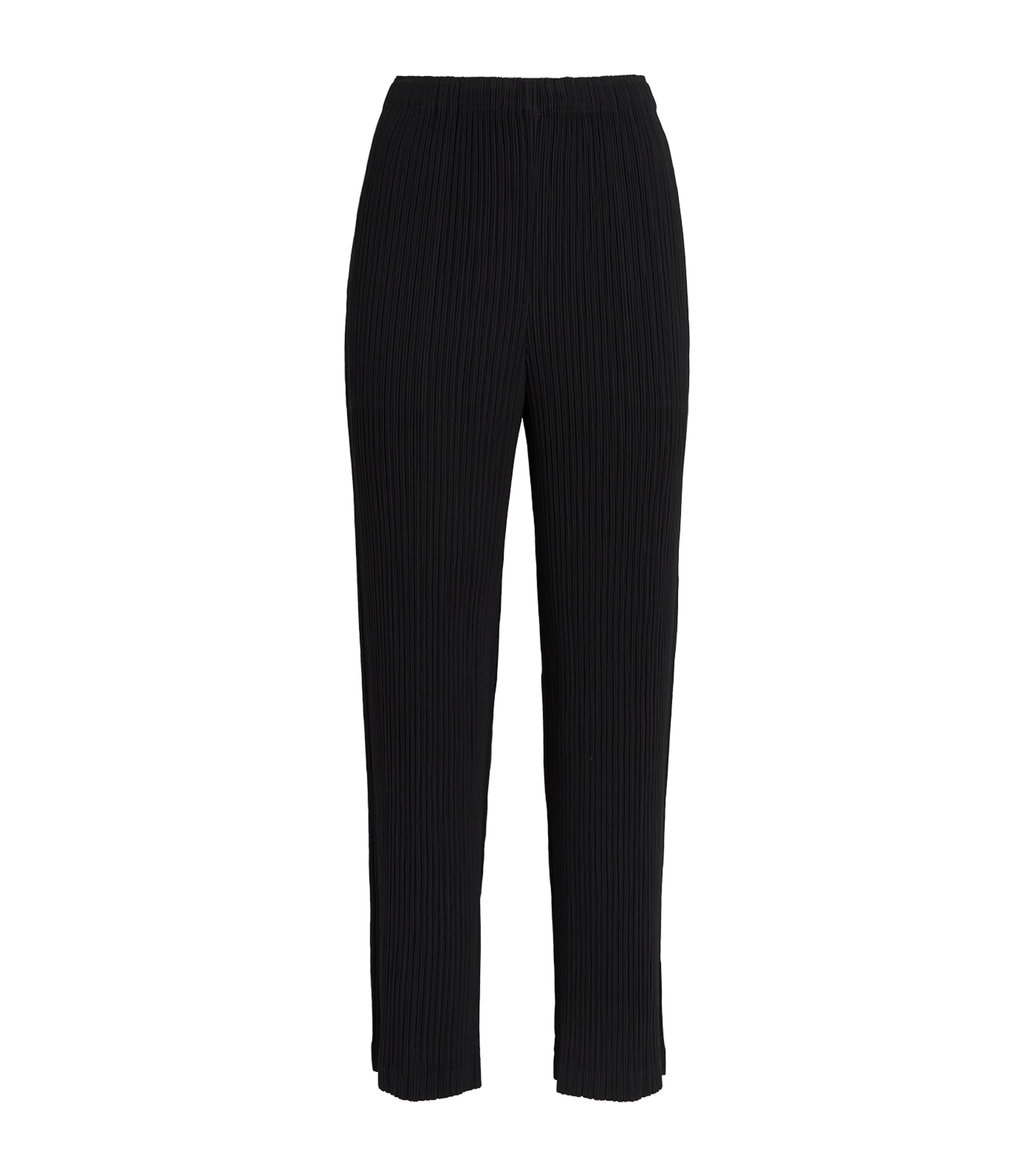 Issey Miyake Hatching Pleats Trousers In Black