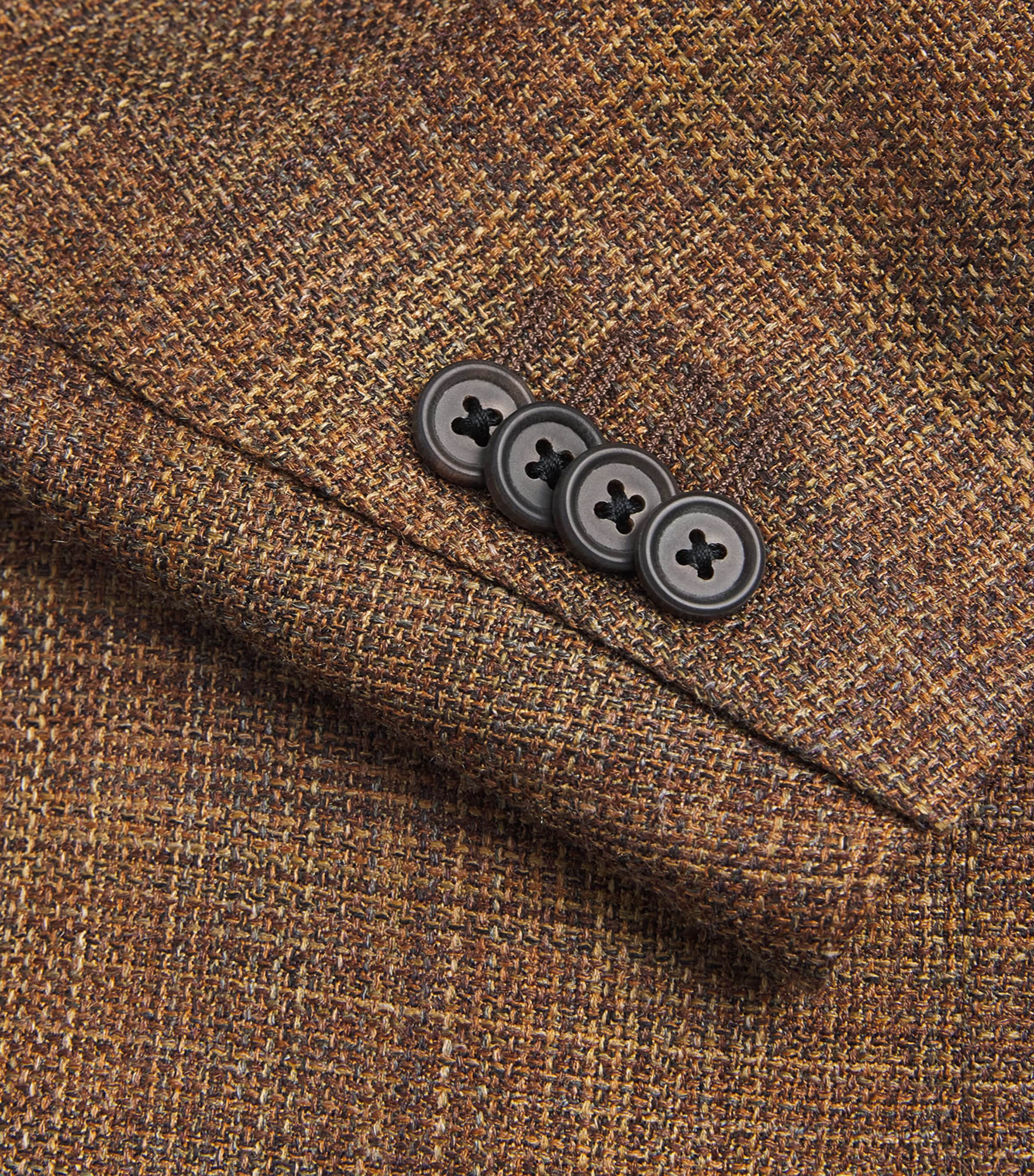 Corneliani Mens Virgin Wool-Silk-Linen Blazer Burned Brown Image 6