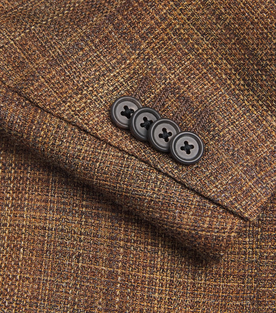 Corneliani Mens Virgin Wool-Silk-Linen Blazer Burned Brown Image 6