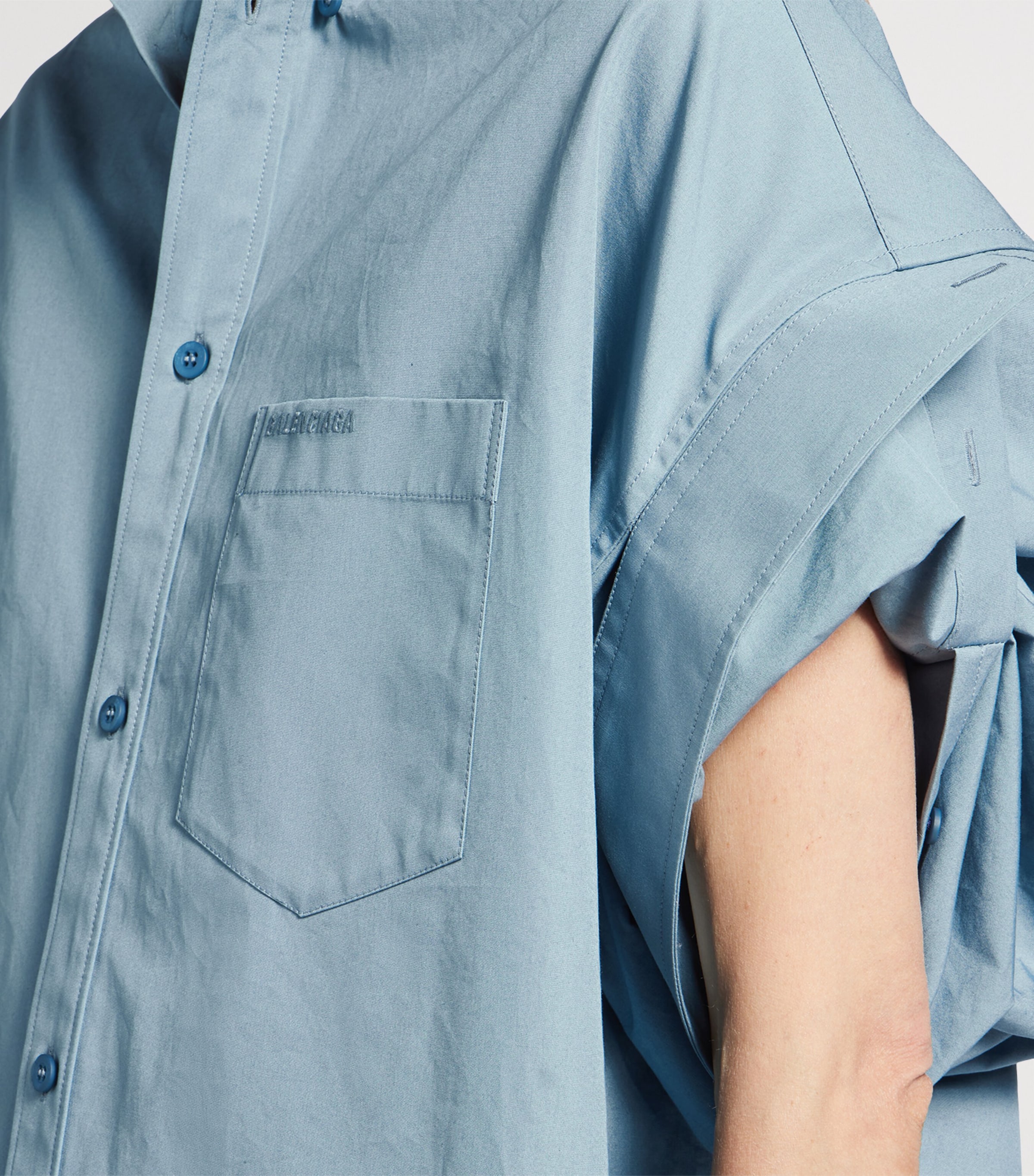 Cotton Tucked Sleeve Shirt 1463 Image 7