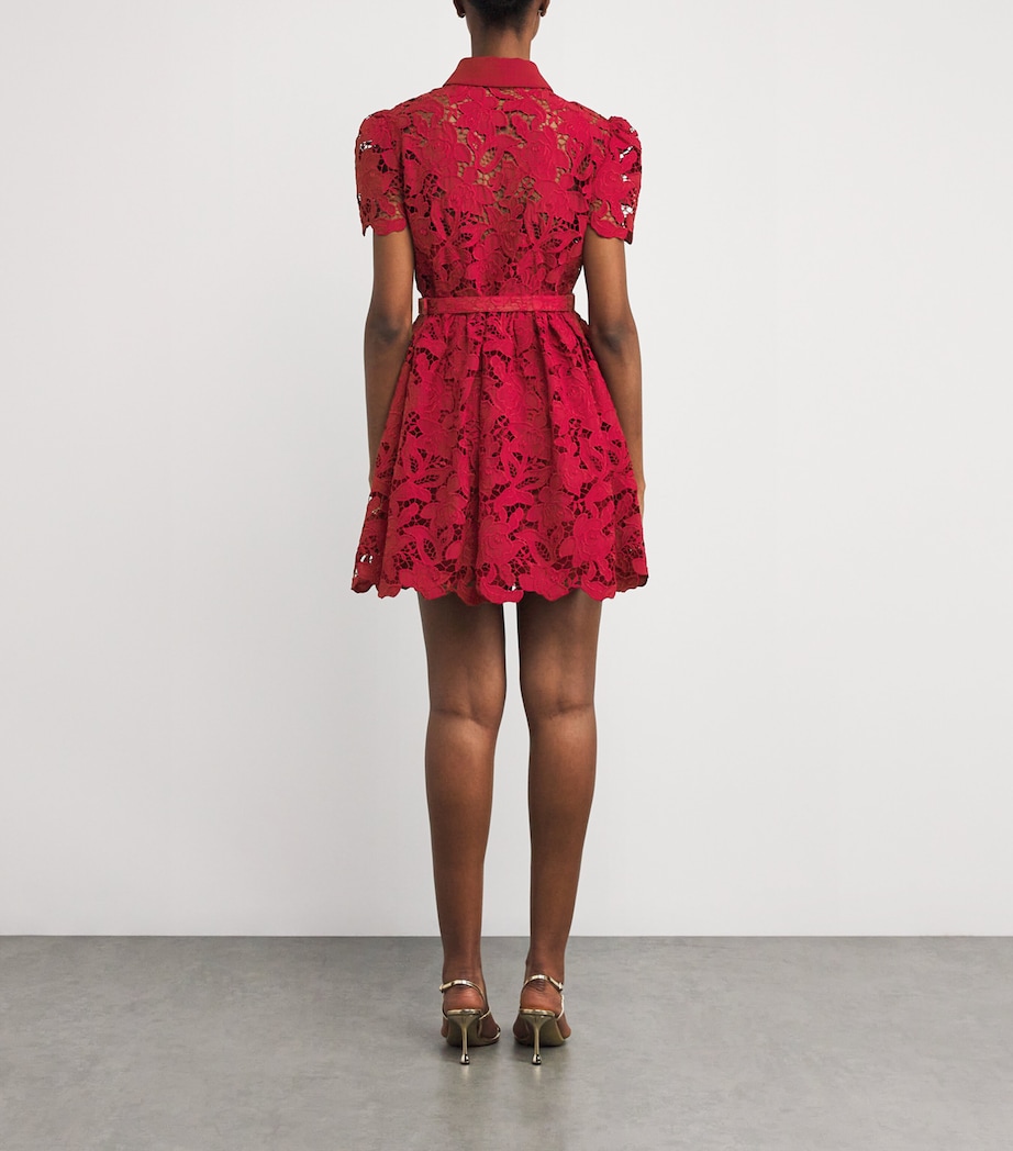 Lace Belted Mini Dress BURGUNDY Image 3