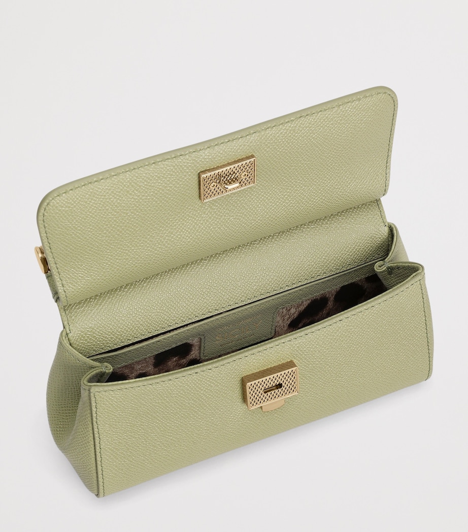 Small Leather Sicily Top-Handle Bag 80527-SAGE GREE Image 6