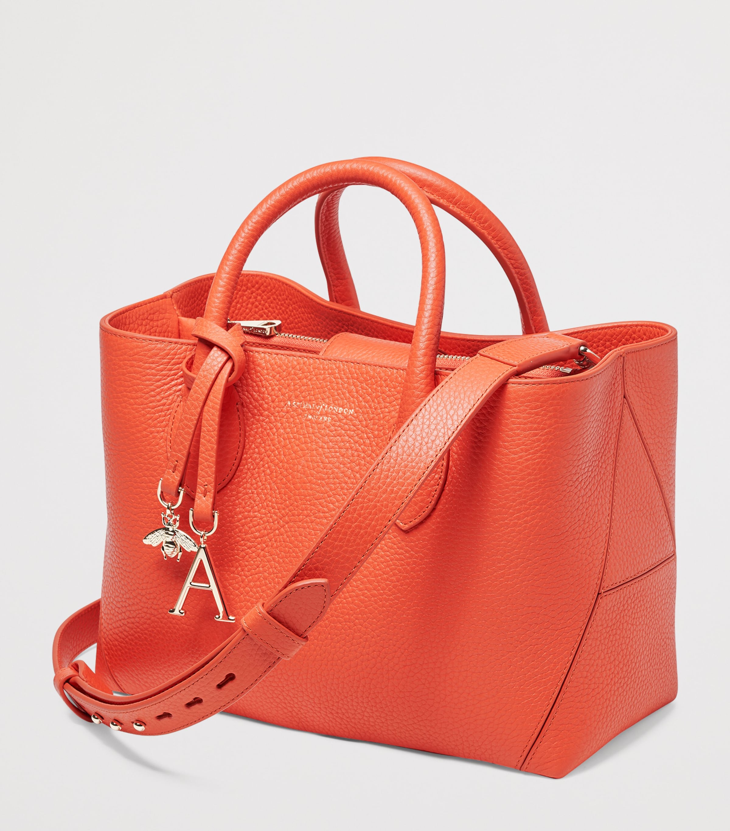 Aspinal Of London Medium Leather London Tote Bag Coral Image 2
