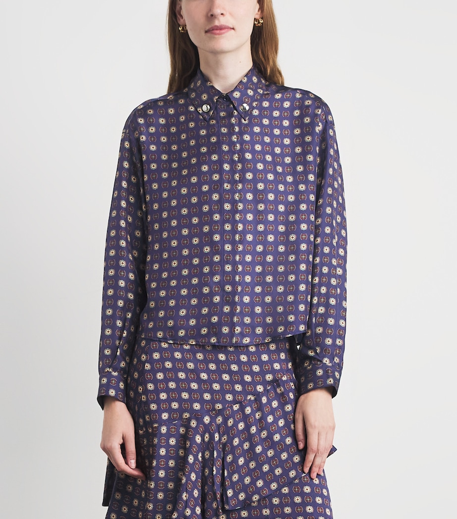 Claudie Pierlot Womens Silk Printed Shirt Navy Print Image 4