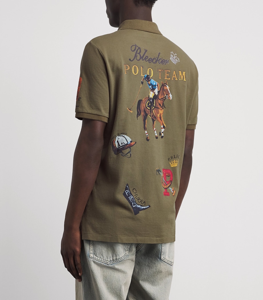 Polo Ralph Lauren Mens Cotton Equestrian Print Polo Shirt Basic Olive Image 5