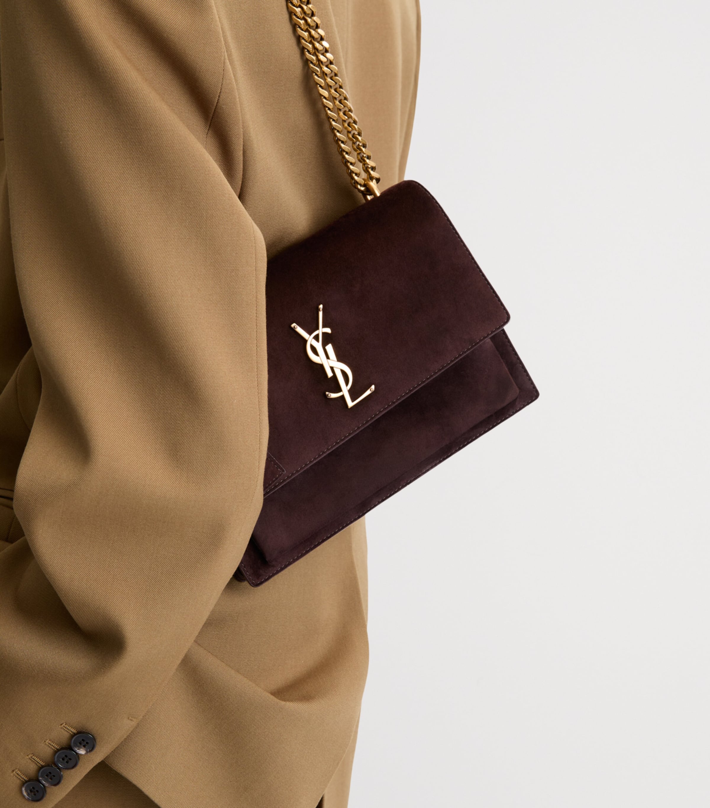 Saint Laurent Medium Suede Sunset Shoulder Bag Image 2