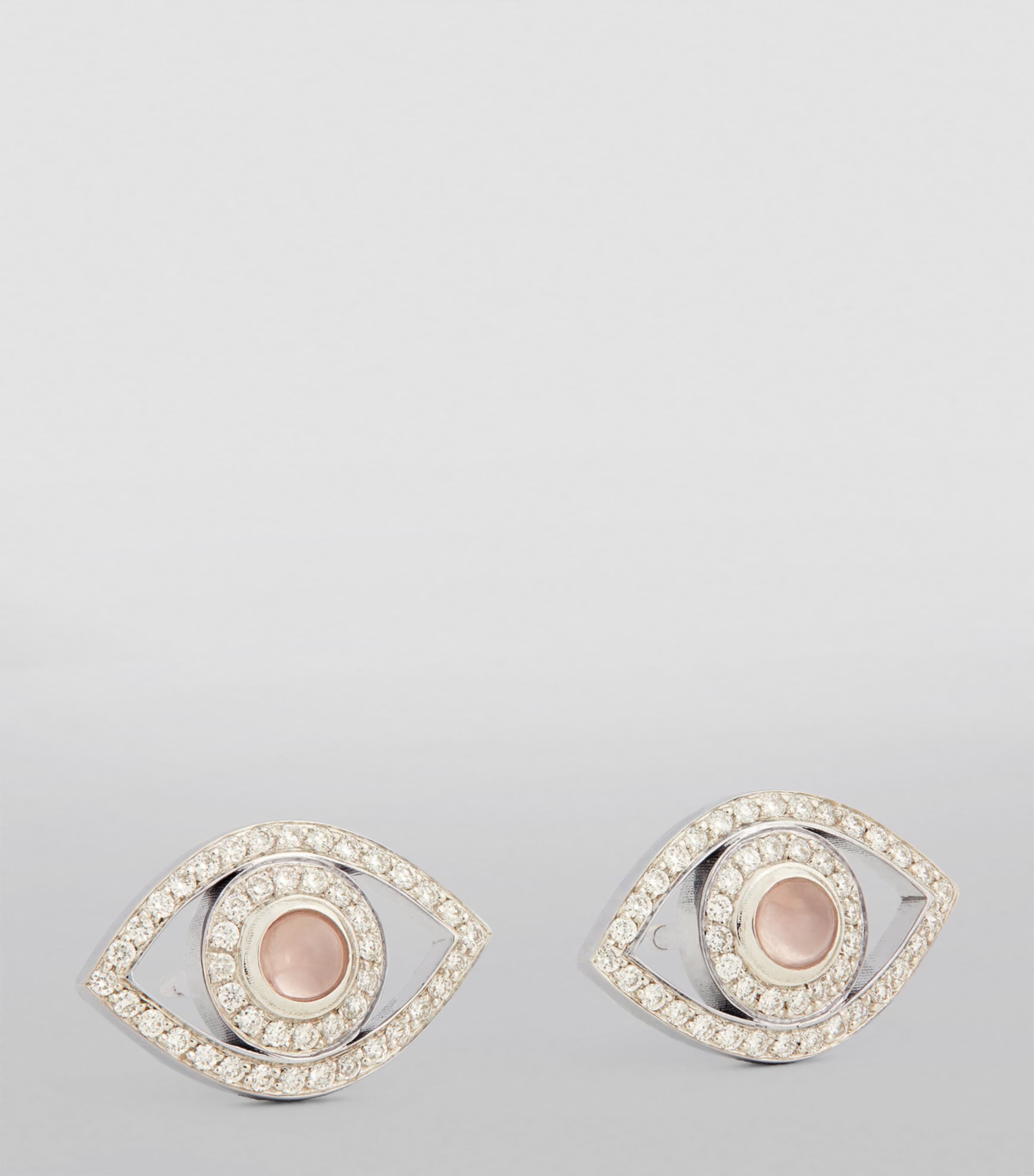 White Gold and Diamond Mini Eye Earrings WHITE GOLD Image 2