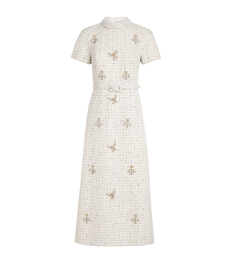 Huishan Zhang Womens Tweed Genevieve Midi Dress White Image 1